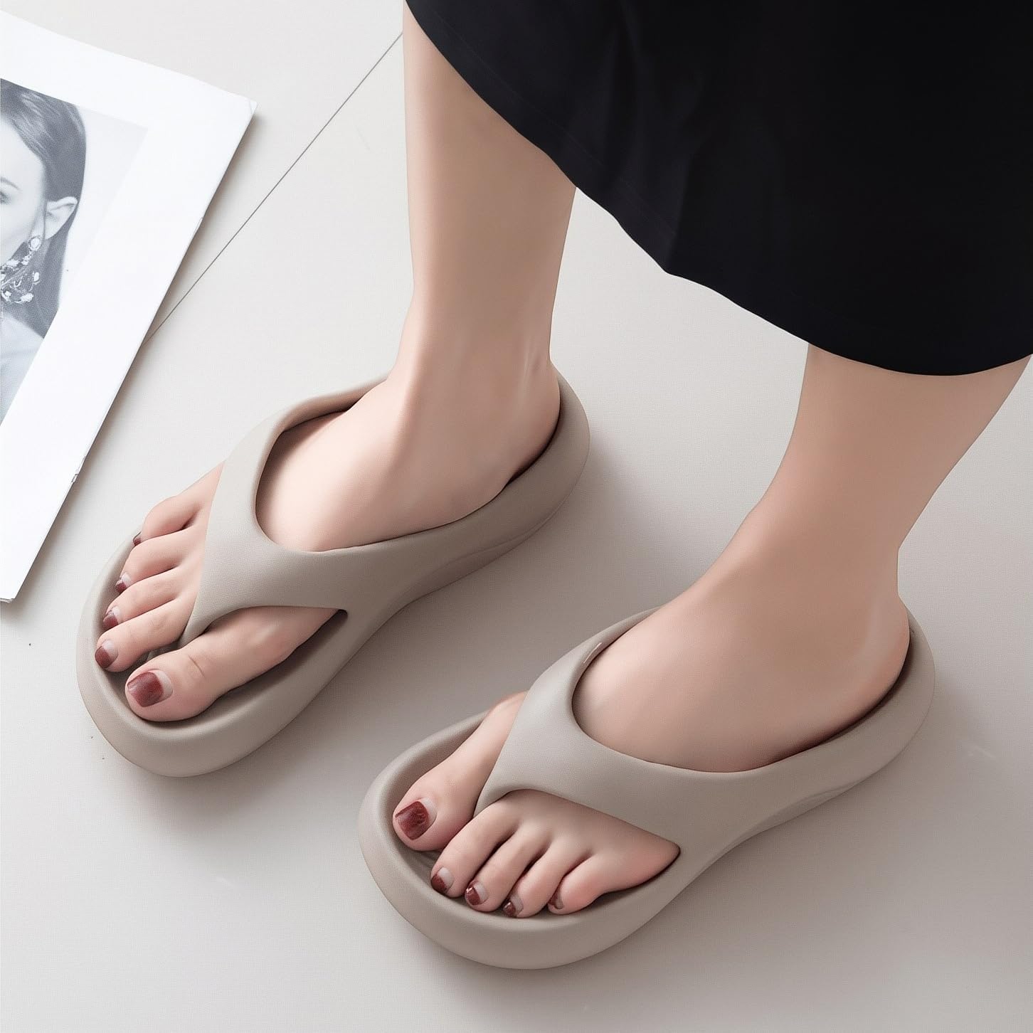 Arch Support Pillow Slides Flip Flops for Women Men, 2025 Summer Orthopedic Cloud Slides Soft Non-slip - Image 2