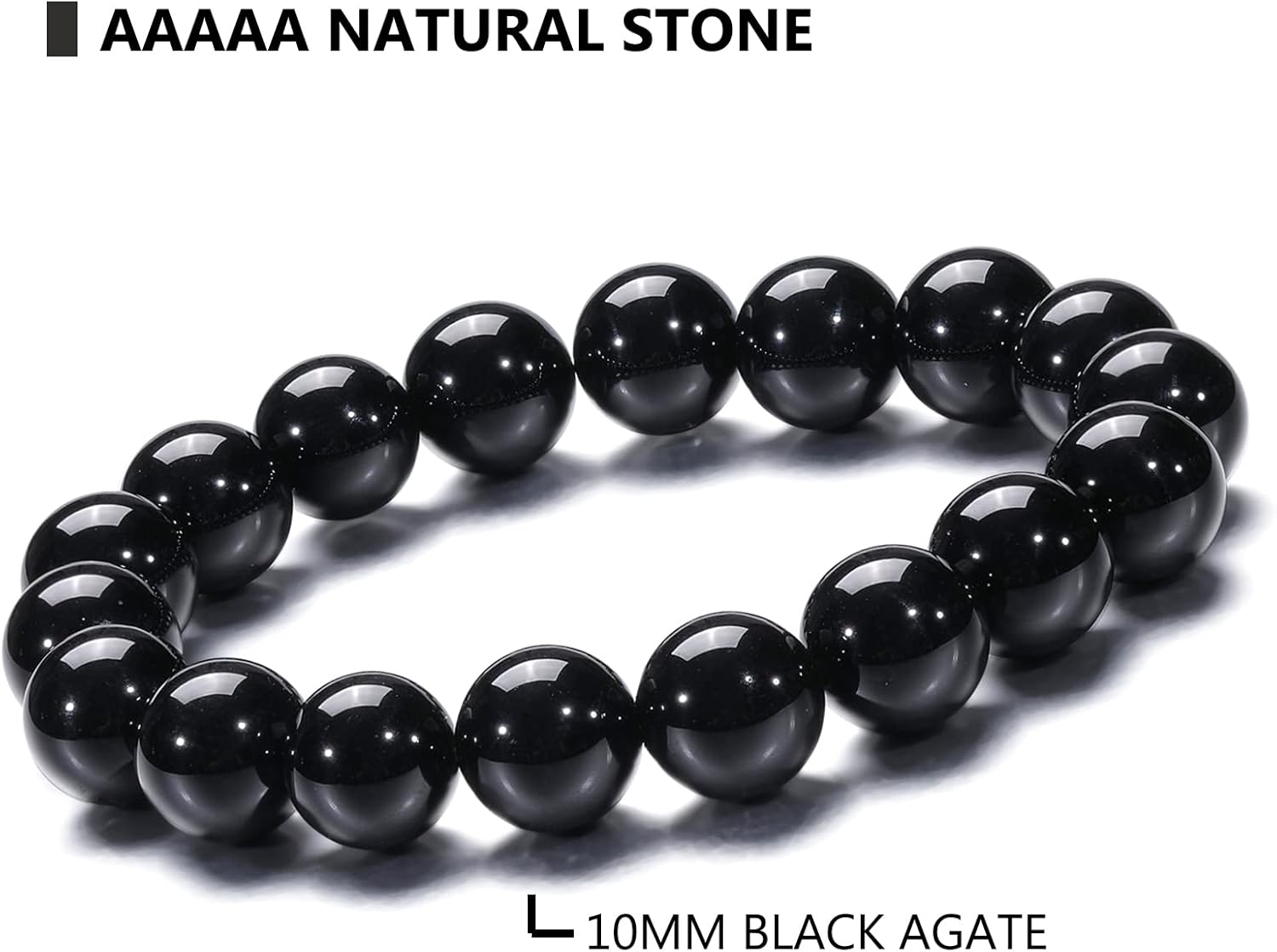 Natural 10-12mm Gorgeous Semi-Precious Gemstones Healing Crystal Stretch Elastic Beaded Bracelet Unisex Yoga Meditation Relax Anxiety Bangle for Womens Mens - Image 3