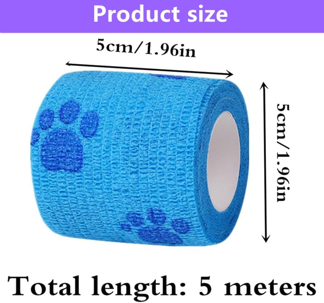 4 Rolls Pet Self Adhesive Bandage, Pet Vet Wrap Tape Waterproof Non-Woven Cohesive Gauze Rolls for Dog Cat Animals, Cohesive Bandages for Wrist Healing Ankle Sprain & Swelling Sport (2 x 5 Yards) - Image 2