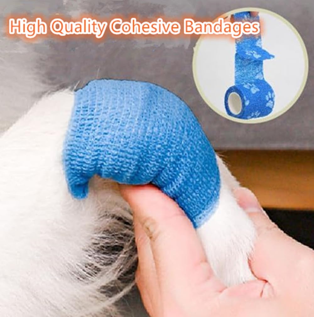4 Rolls Pet Self Adhesive Bandage, Pet Vet Wrap Tape Waterproof Non-Woven Cohesive Gauze Rolls for Dog Cat Animals, Cohesive Bandages for Wrist Healing Ankle Sprain & Swelling Sport (2 x 5 Yards) - Image 4