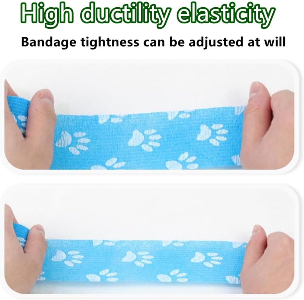 4 Rolls Pet Self Adhesive Bandage, Pet Vet Wrap Tape Waterproof Non-Woven Cohesive Gauze Rolls for Dog Cat Animals, Cohesive Bandages for Wrist Healing Ankle Sprain & Swelling Sport (2 x 5 Yards) - Image 6