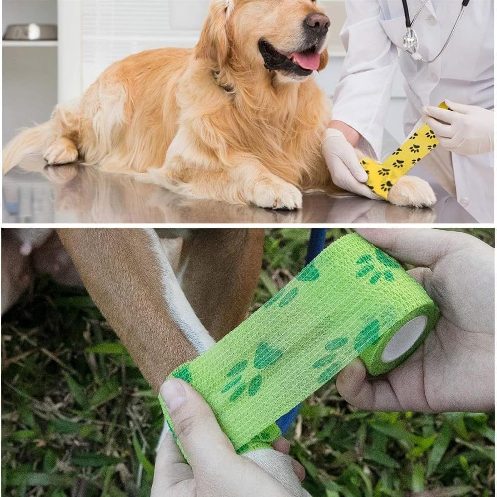 4 Rolls Pet Self Adhesive Bandage, Pet Vet Wrap Tape Waterproof Non-Woven Cohesive Gauze Rolls for Dog Cat Animals, Cohesive Bandages for Wrist Healing Ankle Sprain & Swelling Sport (2 x 5 Yards) - Image 8