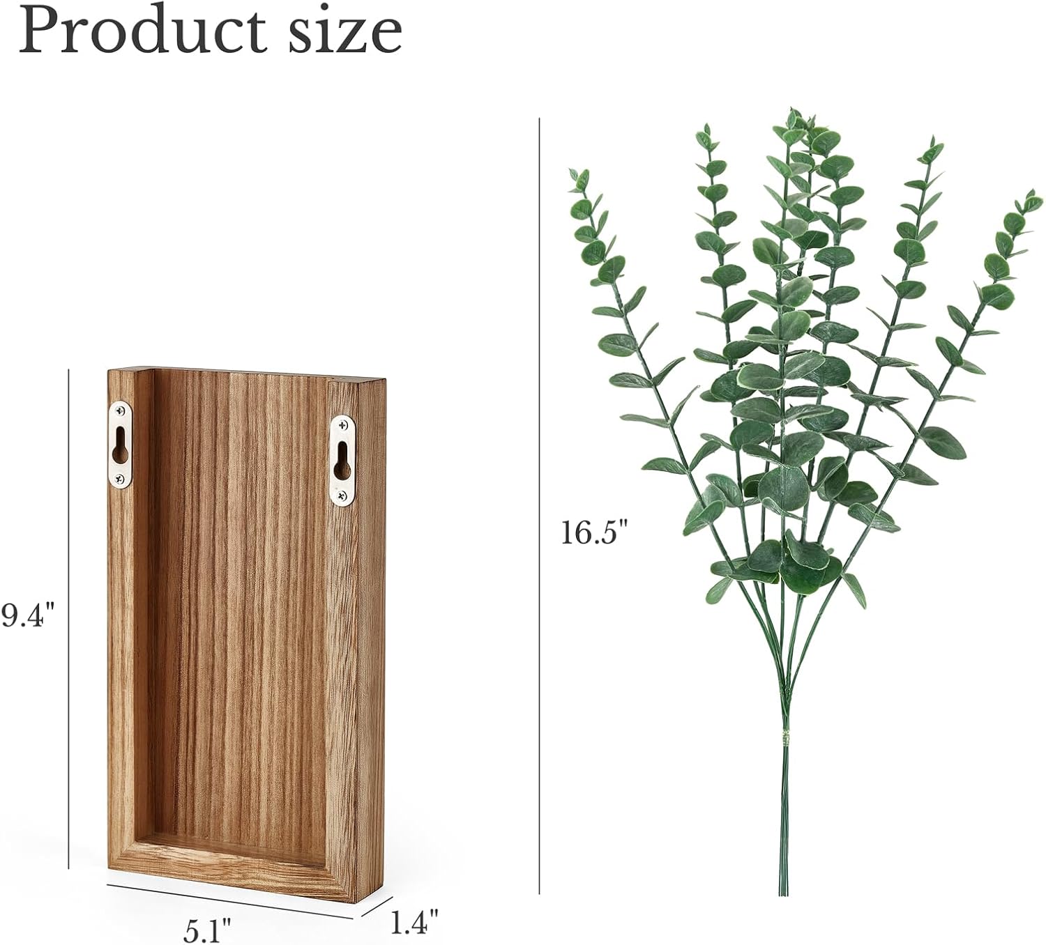 2 Pack Wood Wall Planter Vase with Artificial Eucalyptus Farmhouse Wall Hanging Decor Pocket Planter for Indoor Fake Plants Greenery Flowers, livingroom Bedroom Kitchen Home Office Decoration - Image 5