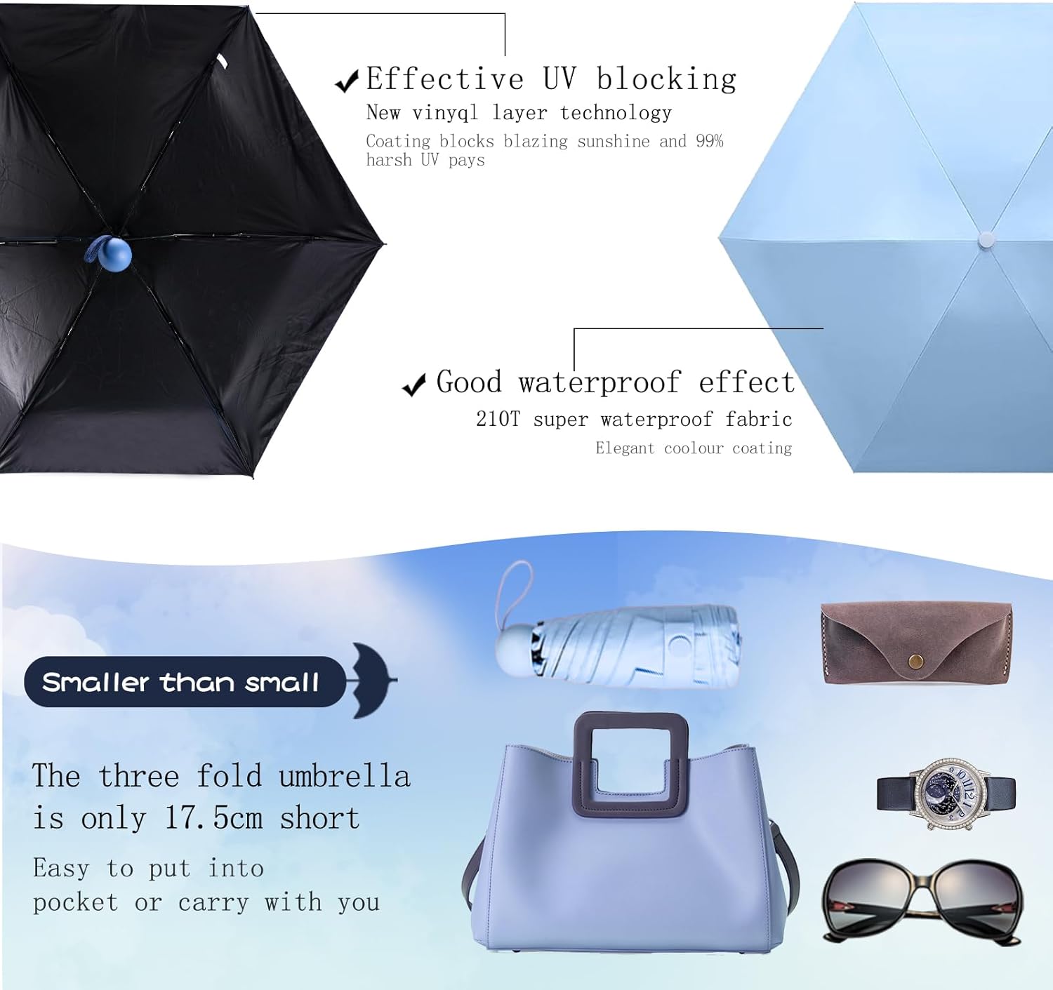 Travel Compact Rain Umbrella Lightweight Portable Folding Umbrella for Car Backpack Purse Men Women - Image 3