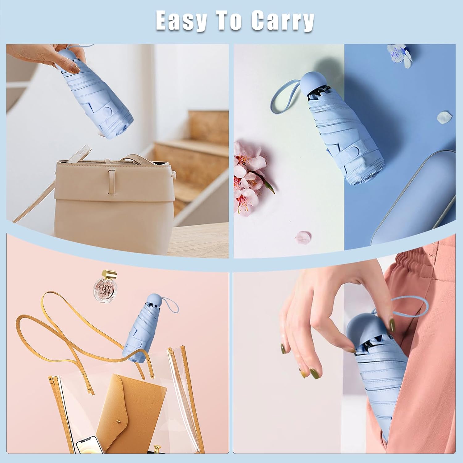 Travel Compact Rain Umbrella Lightweight Portable Folding Umbrella for Car Backpack Purse Men Women - Image 5