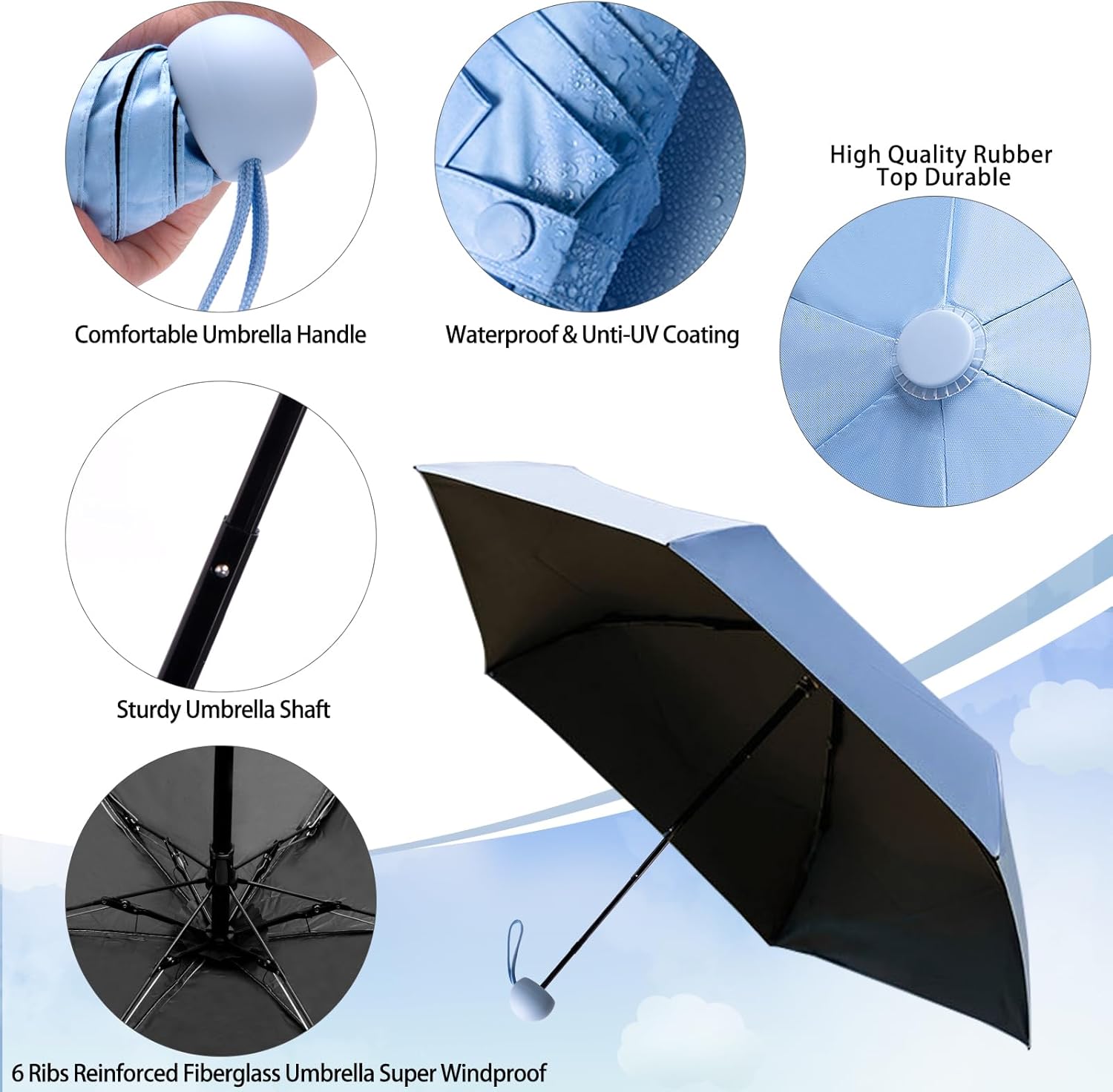 Travel Compact Rain Umbrella Lightweight Portable Folding Umbrella for Car Backpack Purse Men Women - Image 7