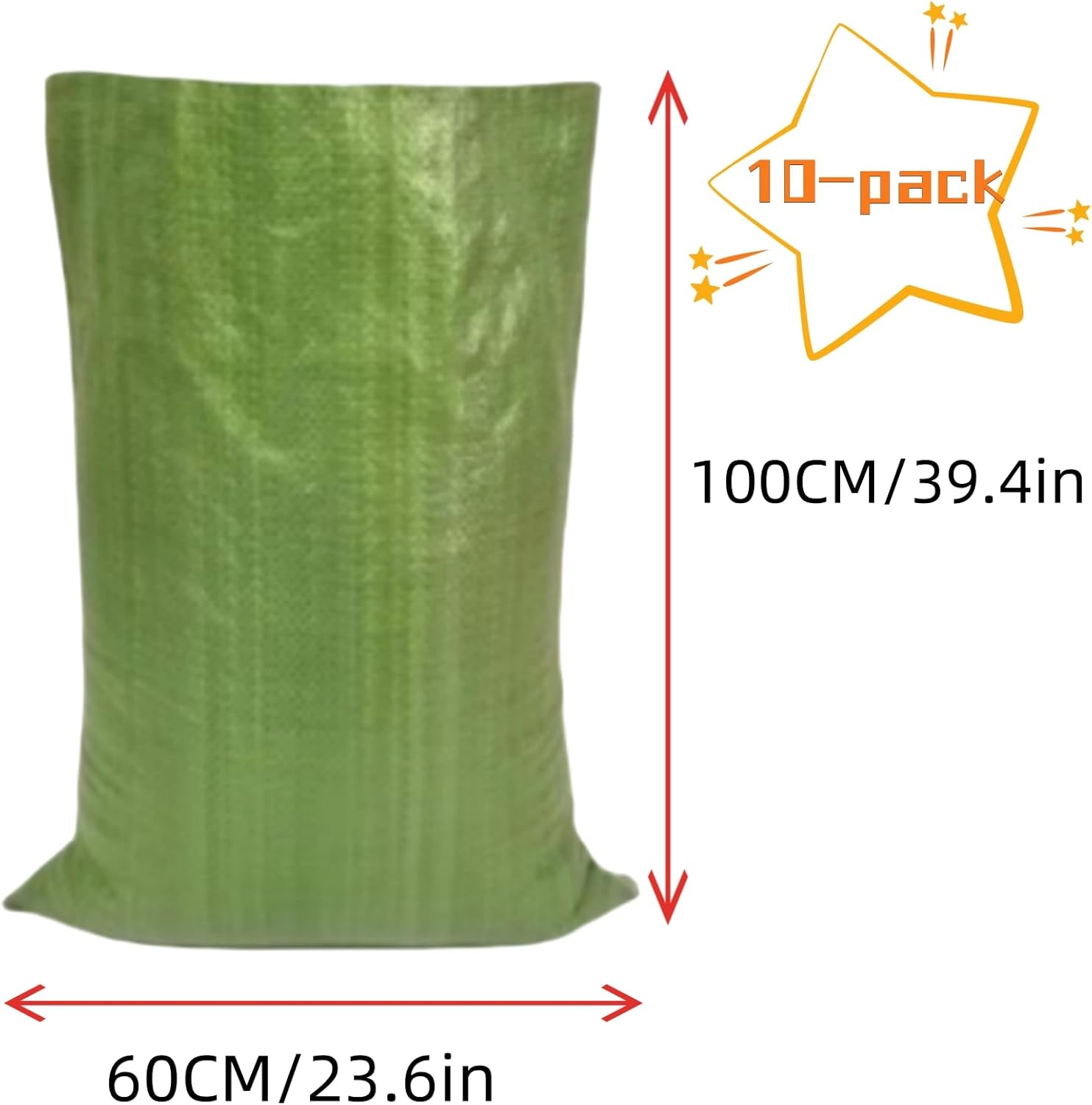 10PCS Potato Sack Race Bags,Large Seed Sack 60x 100cm Large Outdoor Lawn Game Bags for Adults and Children Birthdays, Yard，Game Parties, BBQs, Picnics，Storage (Green) - Image 2