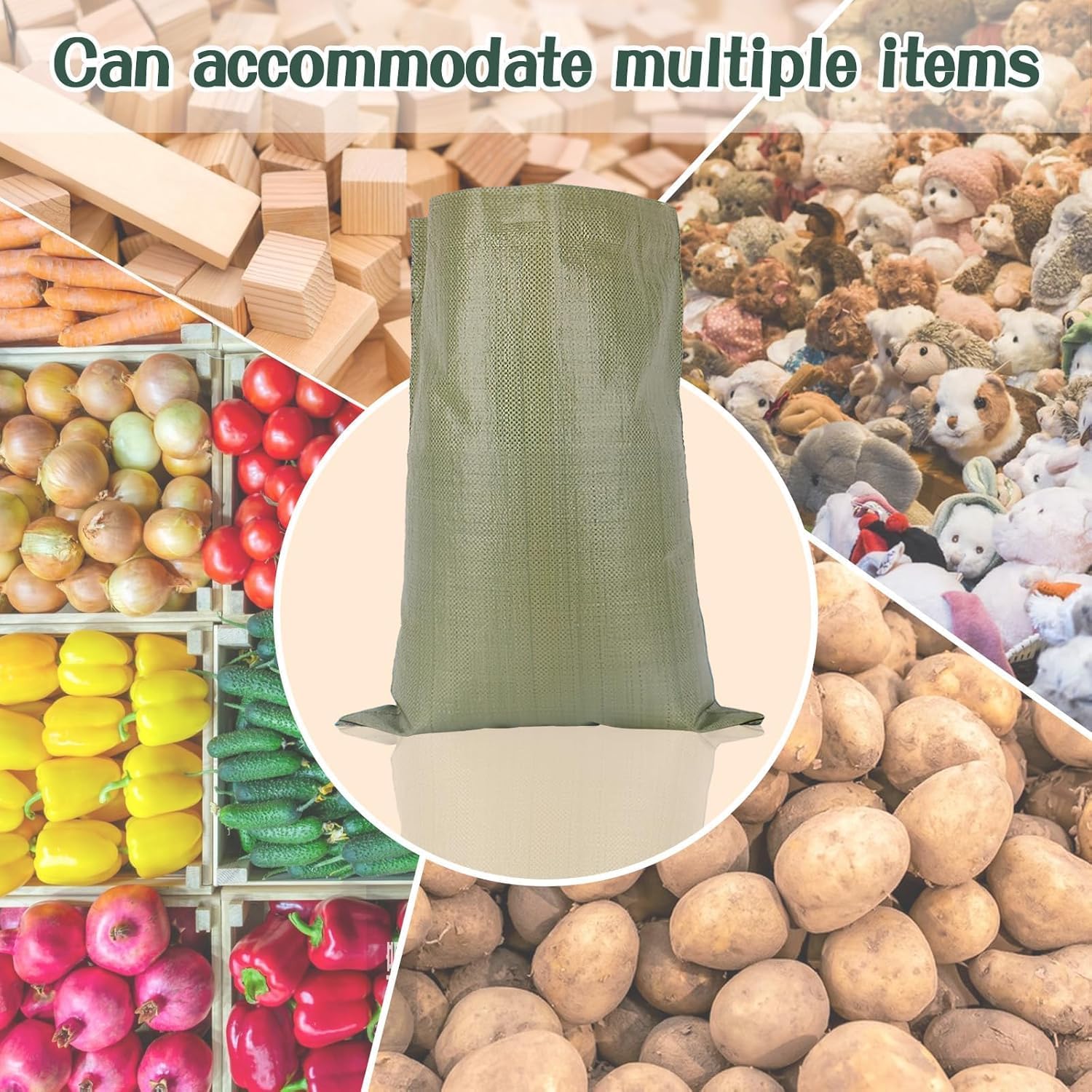 10PCS Potato Sack Race Bags,Large Seed Sack 60x 100cm Large Outdoor Lawn Game Bags for Adults and Children Birthdays, Yard，Game Parties, BBQs, Picnics，Storage (Green) - Image 6