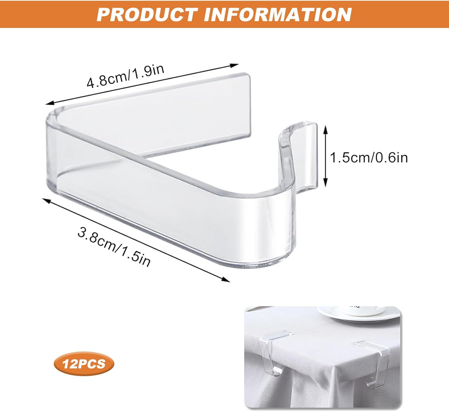 Picnic Table Cloth Clips Outdoor, 12 Pcs Plastic Tablecloth Clips Clear Table Cloth Holder Cover Clip for Tablecloth Indoor Home - Image 2