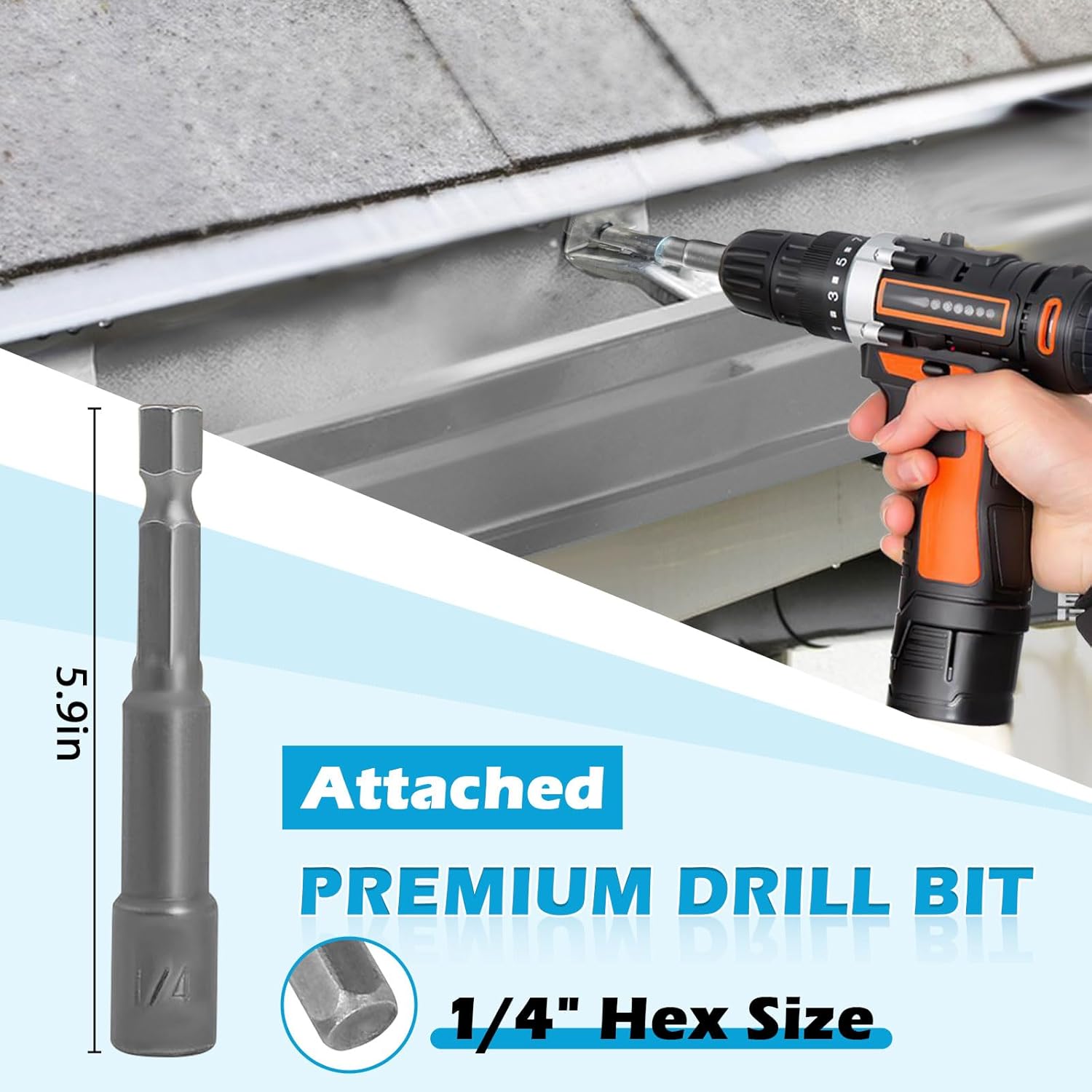 25 Pack Gutter Hangers, 5 Inch Gutter Guard with Speed Screw and Clip, Hidden Rain Gutter Bracket Support, Includes a Drill Bit - Image 6