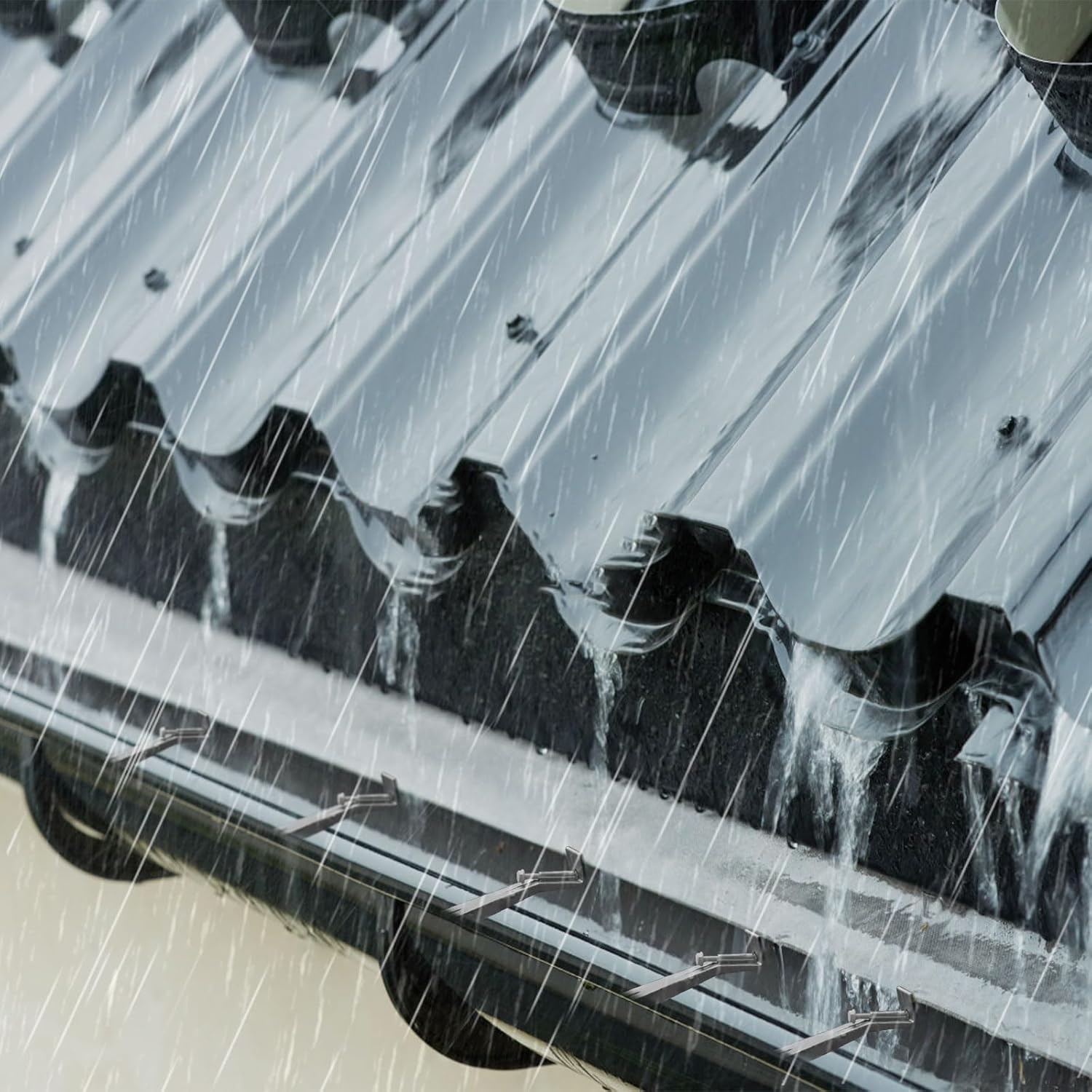 25 Pack Gutter Hangers, 5 Inch Gutter Guard with Speed Screw and Clip, Hidden Rain Gutter Bracket Support, Includes a Drill Bit - Image 7