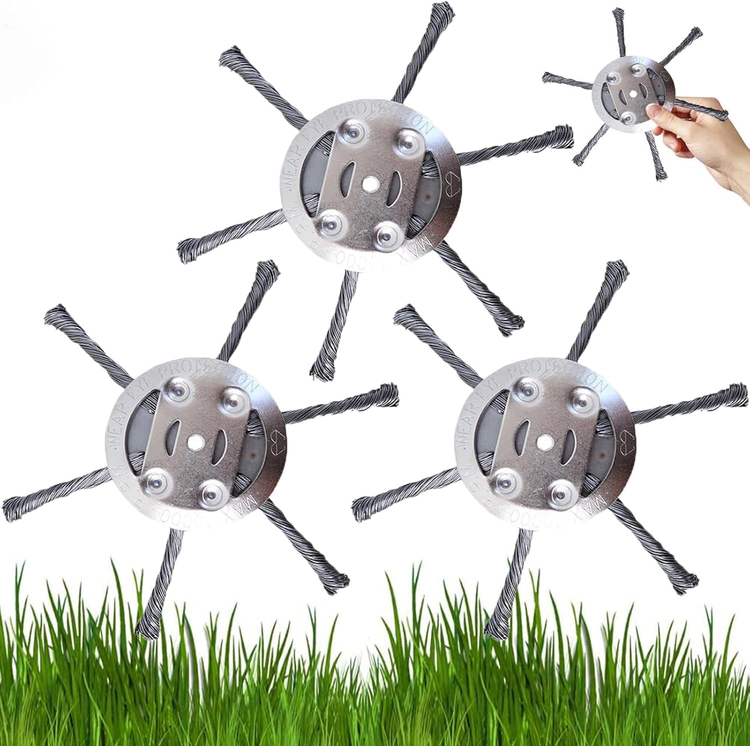 Universal Steel Wire Weedeater Head, Universal Wire Trimmer Head, Steel Wire Trimmer Head, Universals Steels Wires Grass Trimmer Heads, for Weed Eater, Grass Removal Tool (2, 6 Blades) - Image 1