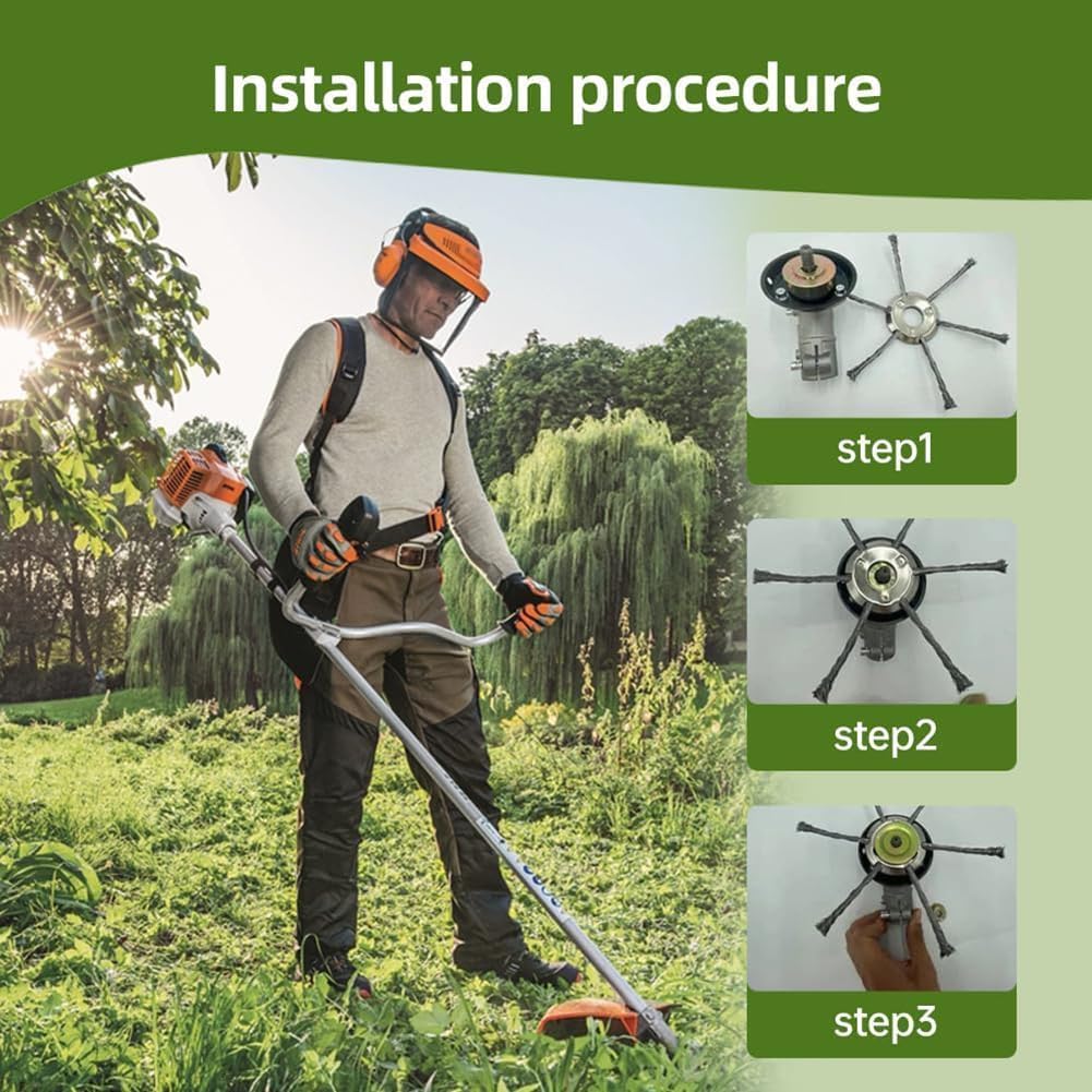 Universal Steel Wire Weedeater Head, Universal Wire Trimmer Head, Steel Wire Trimmer Head, Universals Steels Wires Grass Trimmer Heads, for Weed Eater, Grass Removal Tool (2, 6 Blades) - Image 3
