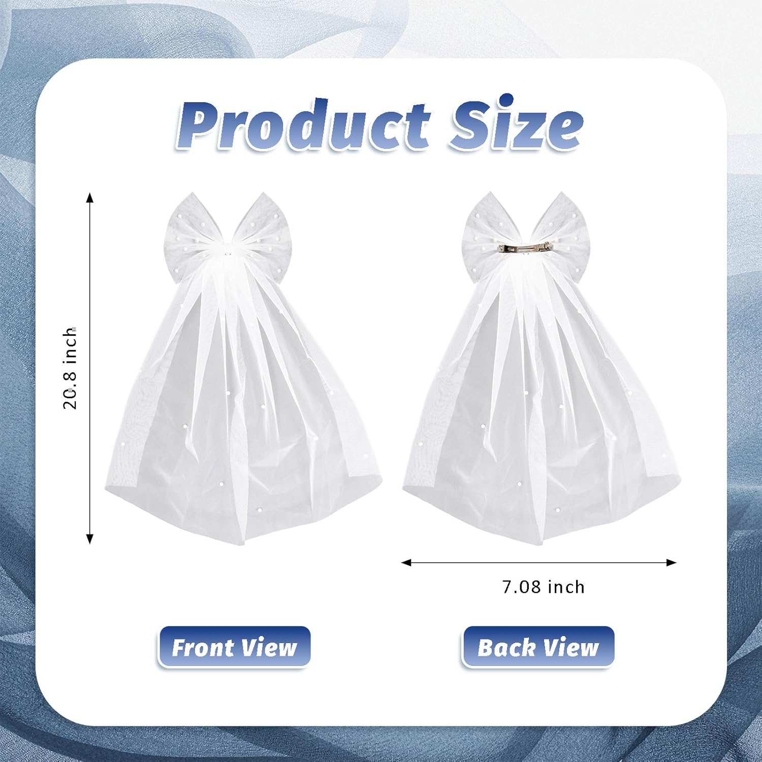 Bride Accessories Hair Bow Pearl Wedding Veil with Barrette Bachelorette Party - Image 2