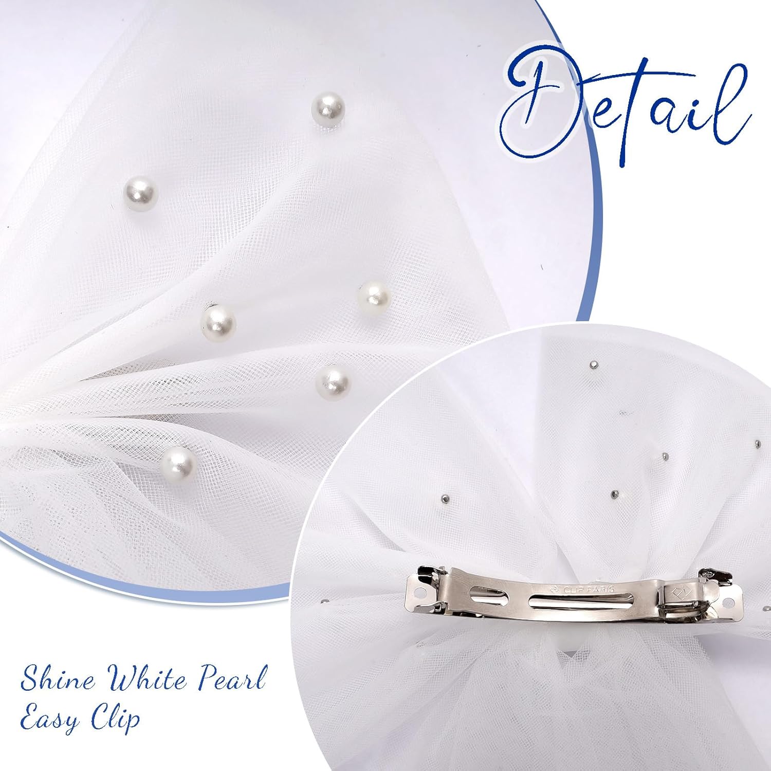 Bride Accessories Hair Bow Pearl Wedding Veil with Barrette Bachelorette Party - Image 3