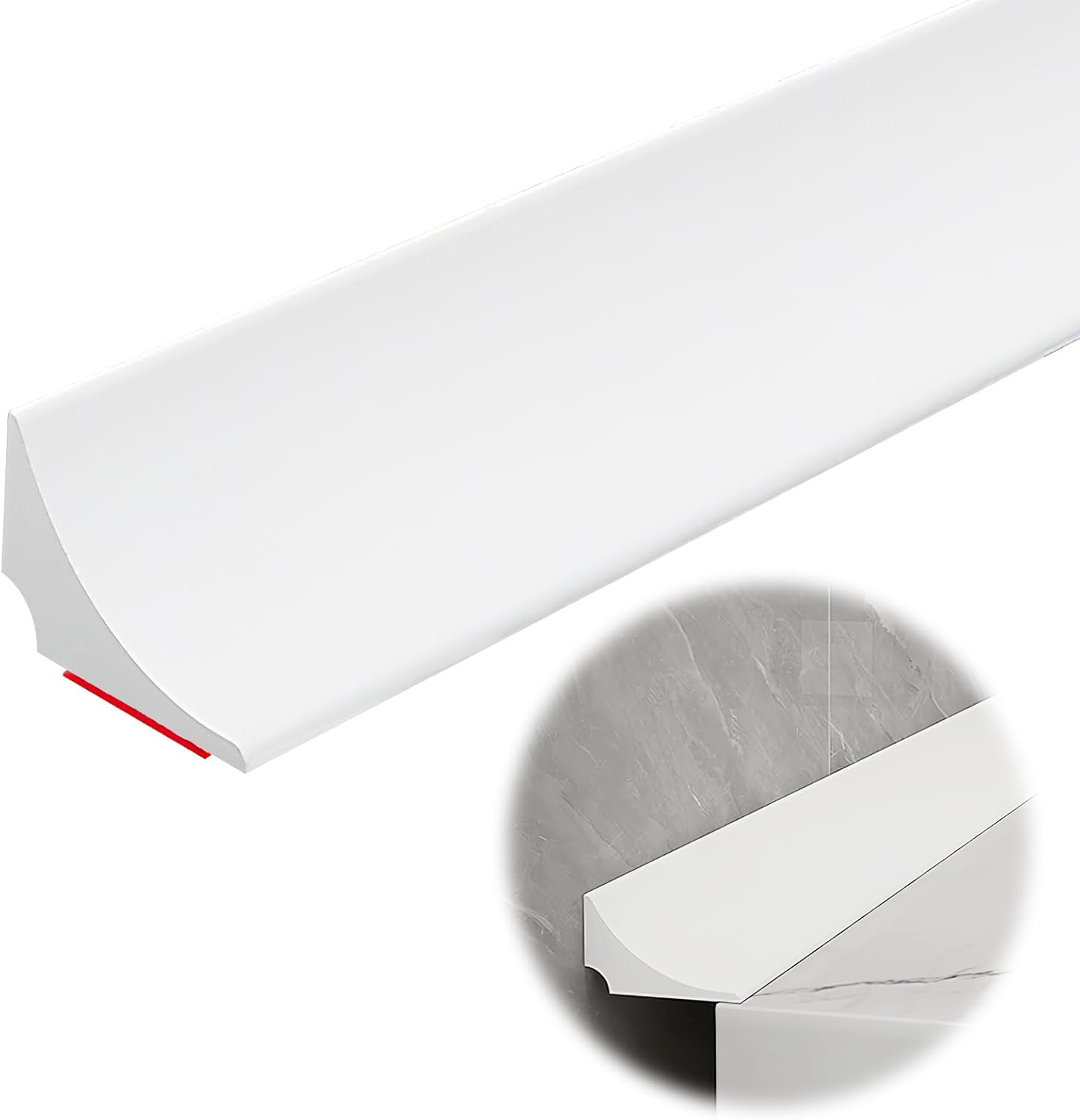98 Inch Water Barrier for Sink,Silicone Shower Water Barrier Threshold Water Dam Self Adhesive Sealant Strip Bottom Seal Strip Corner Shower Water Guard for Bathroom Floor Bathtub Kitchen Countertop - Image 1
