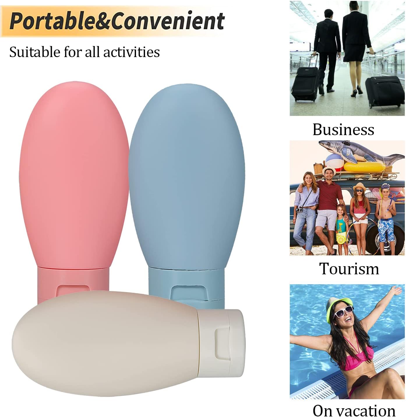 Travel Bottles, 3 PCS Travel Containers for Toiletries, Leak-Proof Refillable Squeezable Travel Bottles Set for Shampoo, Body Wash and Travel - Image 6