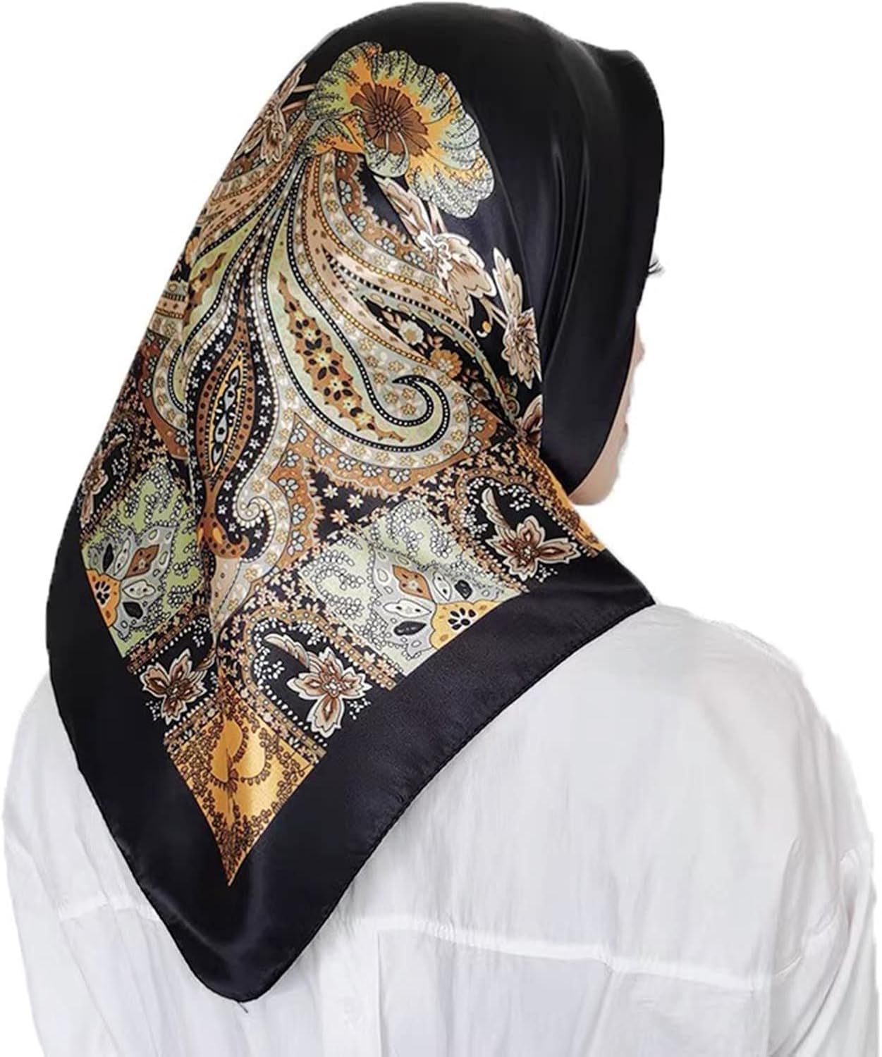 35 x 35 Women's Fashion Pattern Large Square Silk Like Hair Scarf Head Sleeping Wrap Satin Neck Bandana for Gift… - Image 6