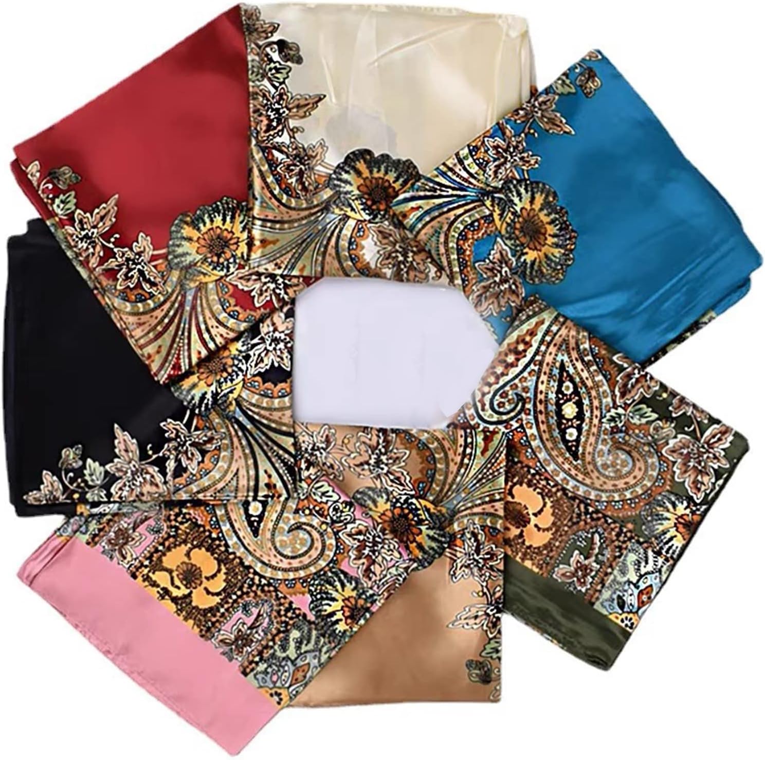 35 x 35 Women's Fashion Pattern Large Square Silk Like Hair Scarf Head Sleeping Wrap Satin Neck Bandana for Gift… - Image 8