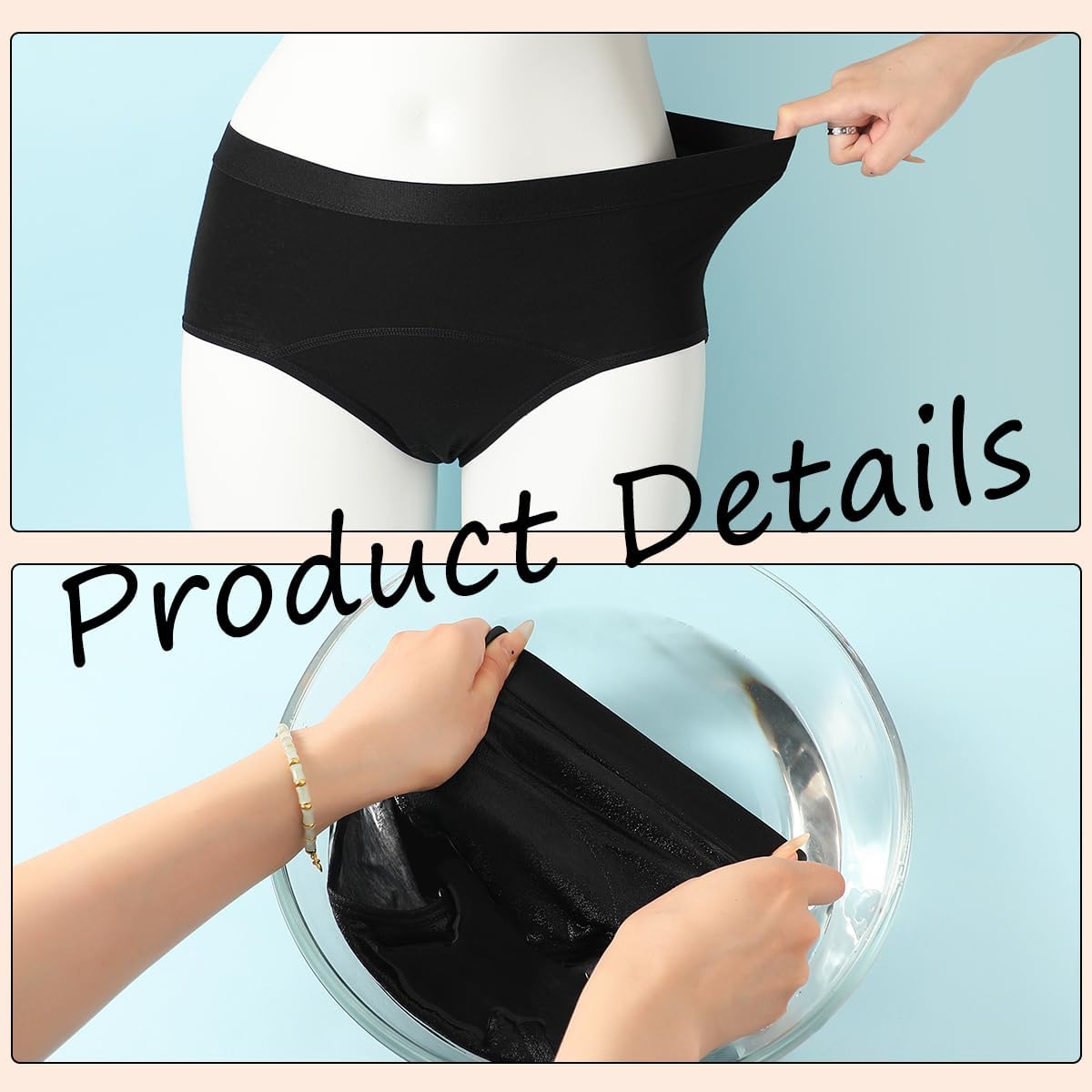 Women High Waist Period Panties 4 Pack Underwear Menstrual Breathable Leakproof Pants Cotton Knickers - Image 4