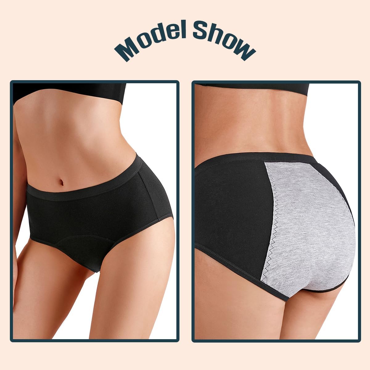 Women High Waist Period Panties 4 Pack Underwear Menstrual Breathable Leakproof Pants Cotton Knickers - Image 5