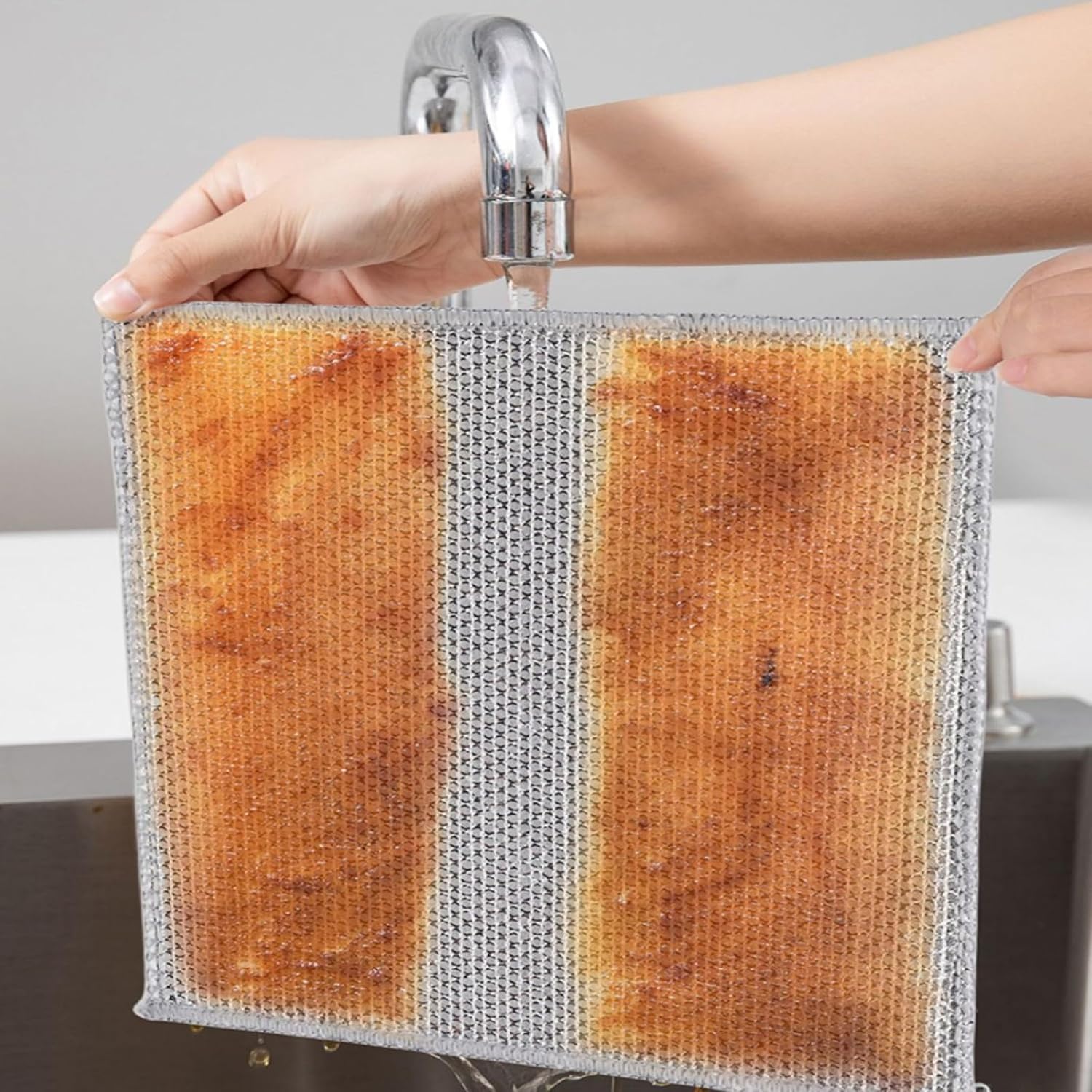 Wire Mesh Cleaning Cloth,Non Scratch Wire Dishcloth,Wire Dishwashing Rags,Multipurpose Metal Miracle Washing Rag,Reusable Steel Wool Scrubber for Kitchen Cleaning(10pcs)Suitable for Dishes,Pots, Dish - Image 4