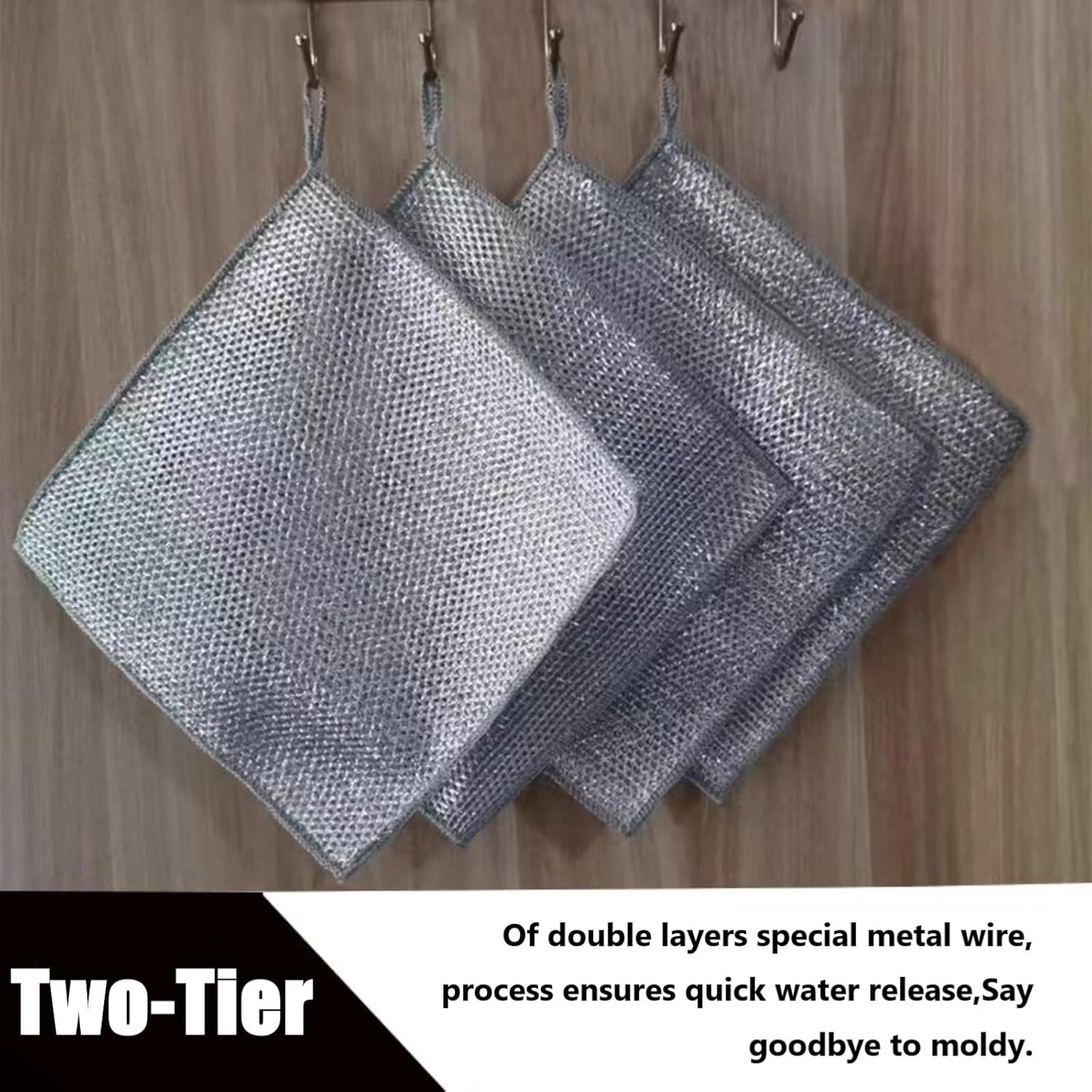 Wire Mesh Cleaning Cloth,Non Scratch Wire Dishcloth,Wire Dishwashing Rags,Multipurpose Metal Miracle Washing Rag,Reusable Steel Wool Scrubber for Kitchen Cleaning(10pcs)Suitable for Dishes,Pots, Dish - Image 7