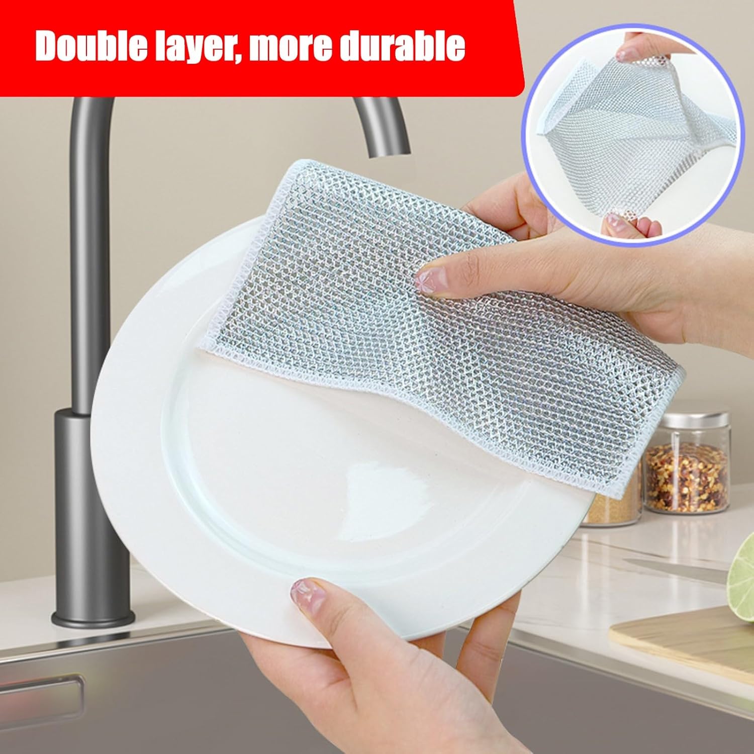 Wire Mesh Cleaning Cloth,Non Scratch Wire Dishcloth,Wire Dishwashing Rags,Multipurpose Metal Miracle Washing Rag,Reusable Steel Wool Scrubber for Kitchen Cleaning(10pcs)Suitable for Dishes,Pots, Dish - Image 8