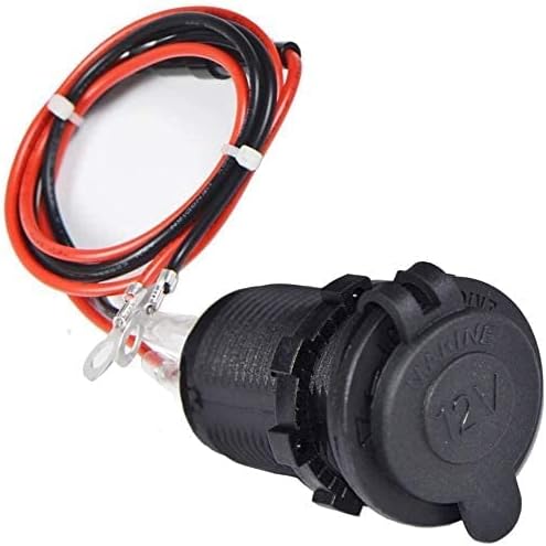 12V Car Cigarette Lighter Socket Waterproof and Dustproof plug socket for Car Truck Motobike Boats Marine ATV, with Fuse & 60cm Cable (Black-1PCS) - Image 1