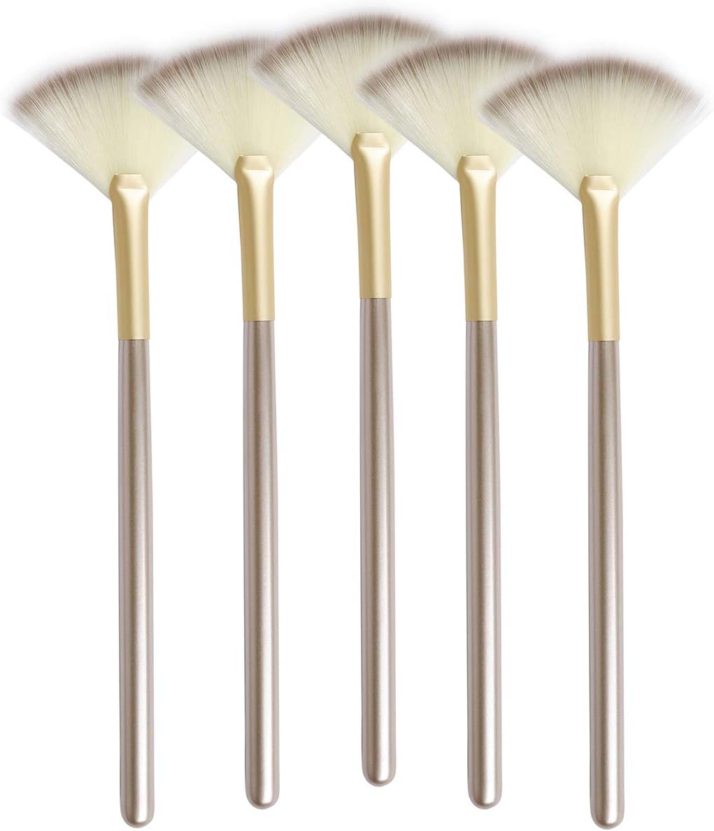 Slim Soft Facial Fan Brush,Makeup Cosmetic Multi Use, Mask Acid Applicator for Glycolic Peel Masques,Chemical Peel Brush,Pack of 5 - Image 1