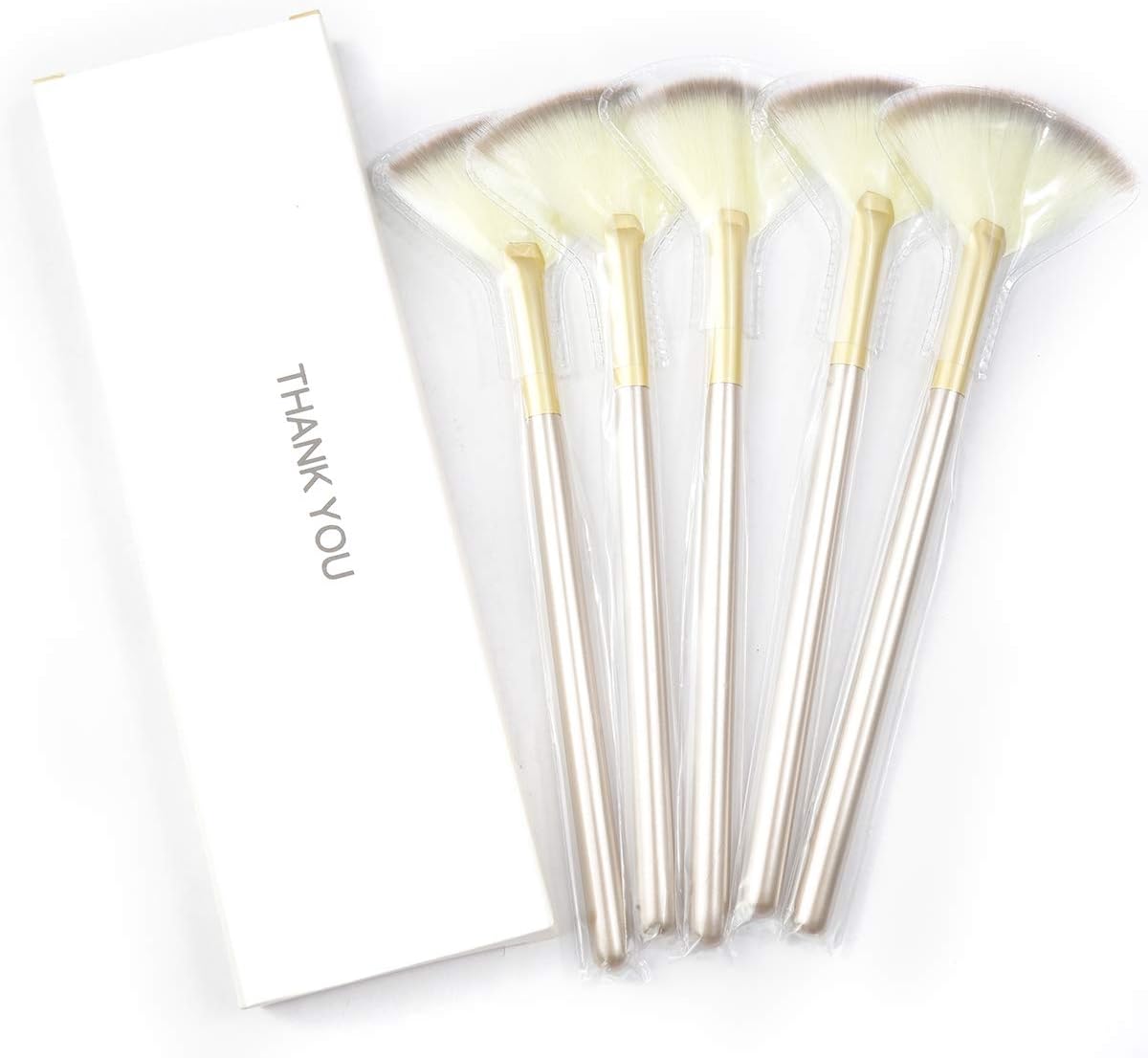 Slim Soft Facial Fan Brush,Makeup Cosmetic Multi Use, Mask Acid Applicator for Glycolic Peel Masques,Chemical Peel Brush,Pack of 5 - Image 5