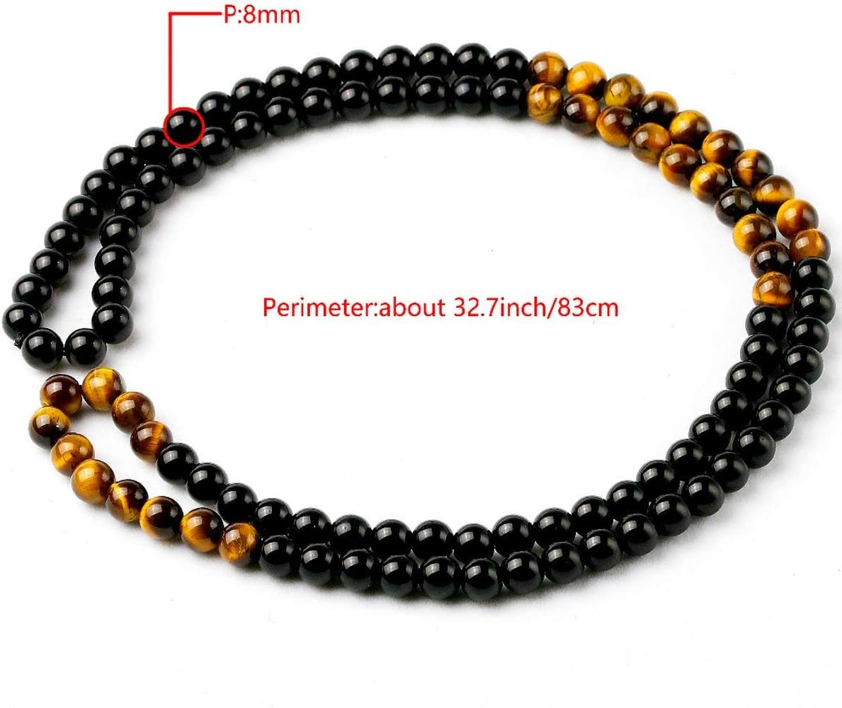 Black Onyx Men's Tiger Eye Stone Bead Necklace Fashion Natural Stone Jewelry Handmade Gift, Tiger Eye Onyx - Image 5