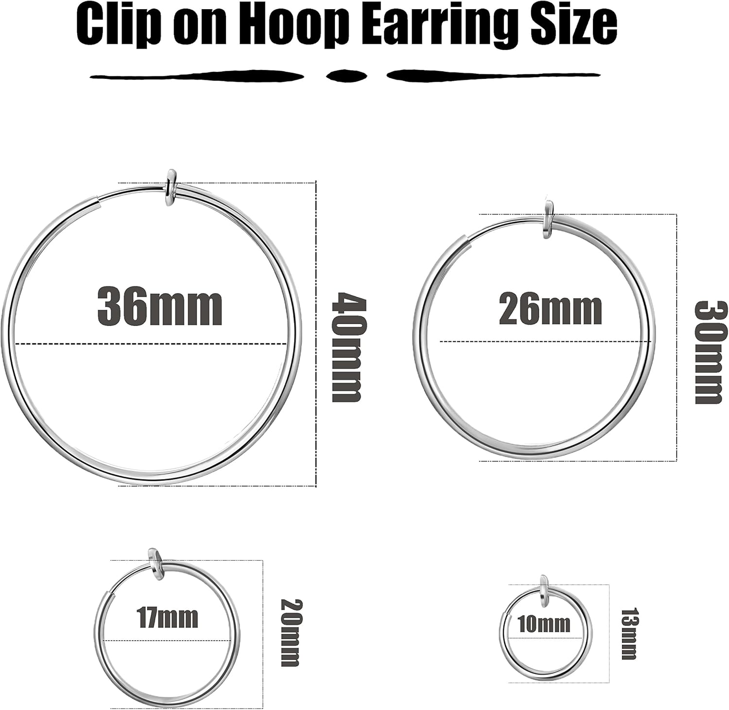 Stainless Steel 4 Pairs Clip On Hoop Earrings for Women Men Non Pierced Earrings - Image 2