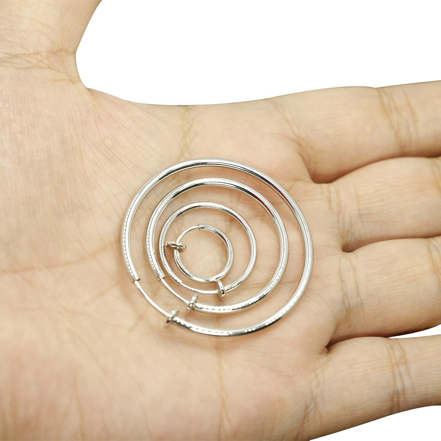 Stainless Steel 4 Pairs Clip On Hoop Earrings for Women Men Non Pierced Earrings - Image 6
