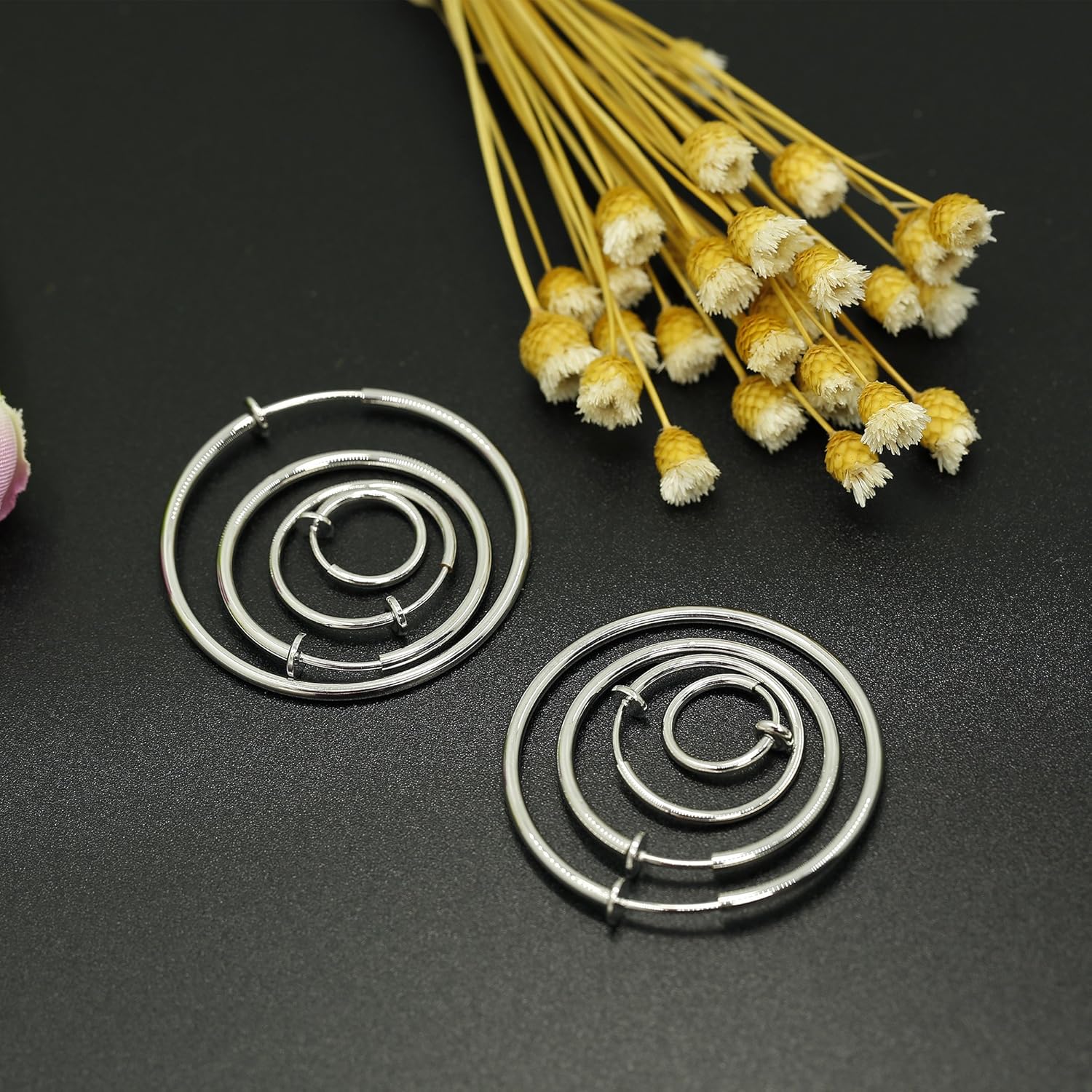 Stainless Steel 4 Pairs Clip On Hoop Earrings for Women Men Non Pierced Earrings - Image 7