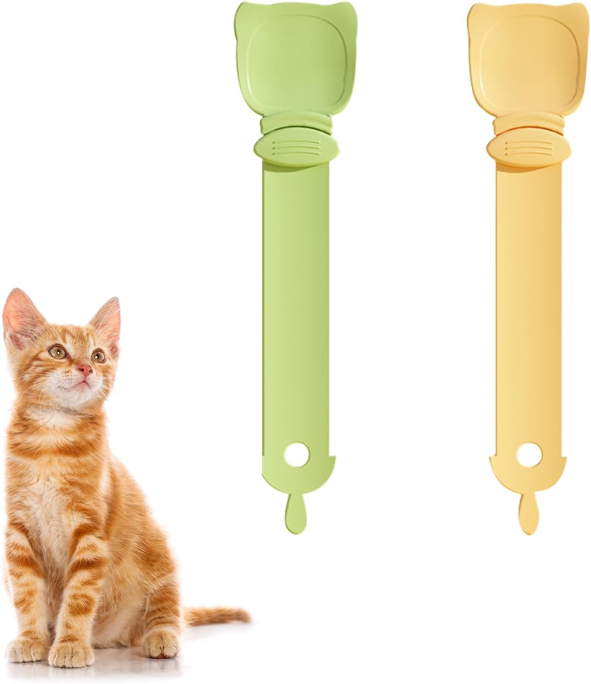 2 Pcs Cat Strip Feeders, Cute Head Shape Squeeze Spoon Multifunctional 2-in-1 Food Dispenser Treat Spoon for Wet Food Pet Supplies - Image 1