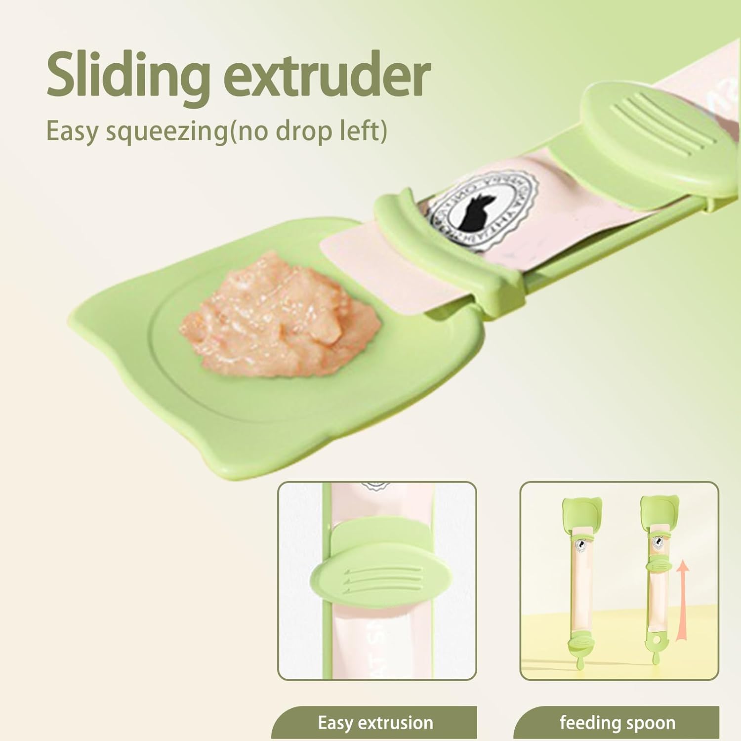 2 Pcs Cat Strip Feeders, Cute Head Shape Squeeze Spoon Multifunctional 2-in-1 Food Dispenser Treat Spoon for Wet Food Pet Supplies - Image 2