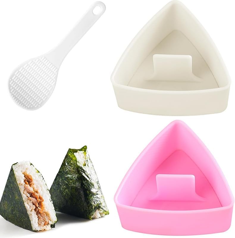 3Pcs Onigiri Triangle Rice Ball Maker, Plastic Triangle Rice Ball Mold Musubi Maker Press, Non Stick Making Machine Sushi Press, Sushi Press Mold with Triangular Shape for Home DIY - Image 1