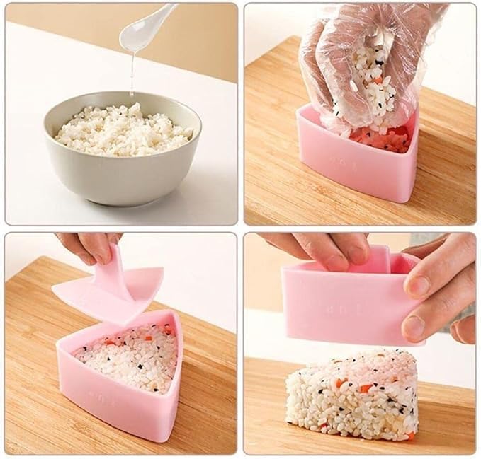 3Pcs Onigiri Triangle Rice Ball Maker, Plastic Triangle Rice Ball Mold Musubi Maker Press, Non Stick Making Machine Sushi Press, Sushi Press Mold with Triangular Shape for Home DIY - Image 4