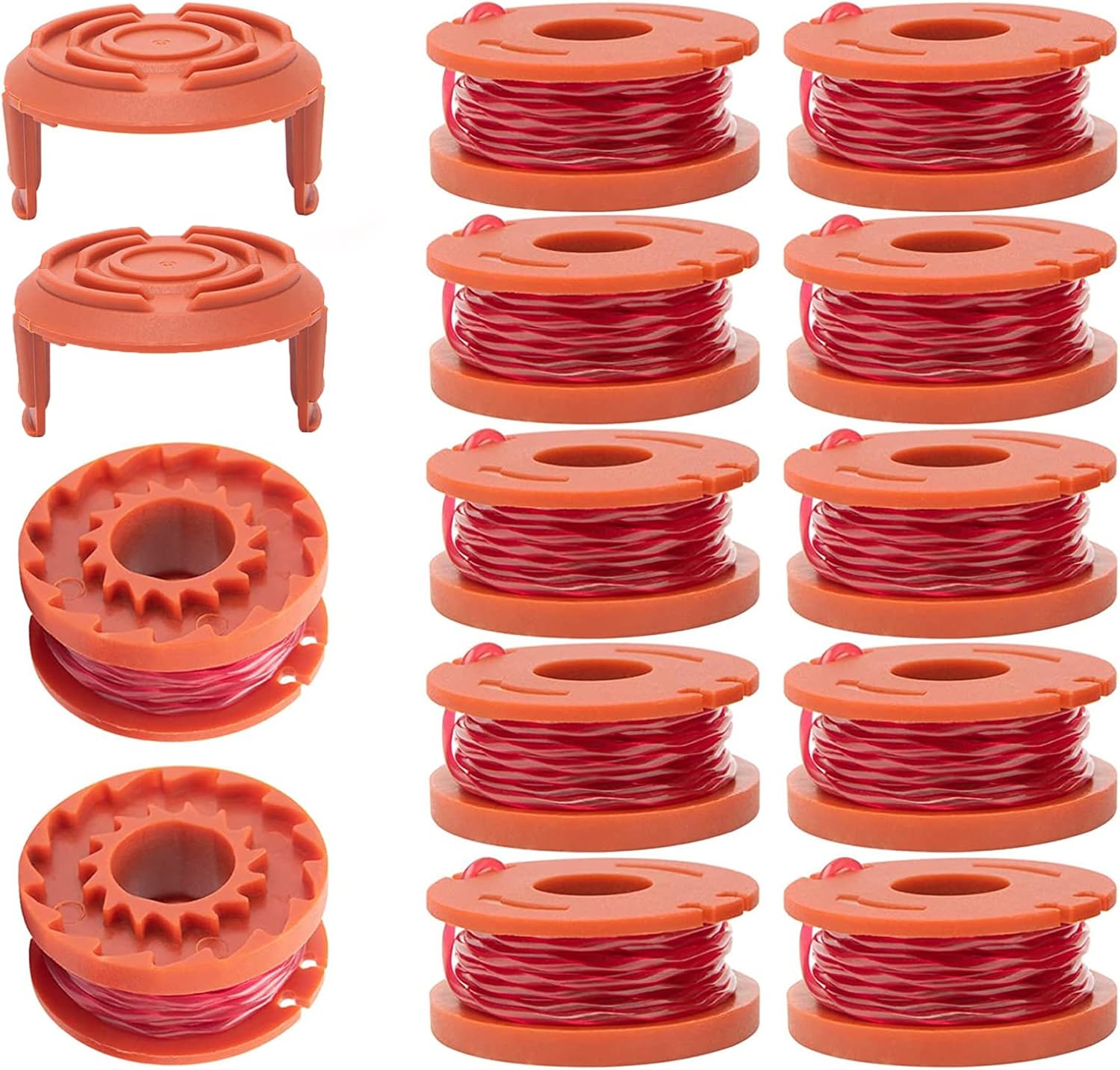 14 Pack Replacement Trimmer Spool Line, Trimmer Replacement Spools Line for Worx WA0010 WA0004.1 Grass Trimmer, Auto-Feed 10ft 0.065