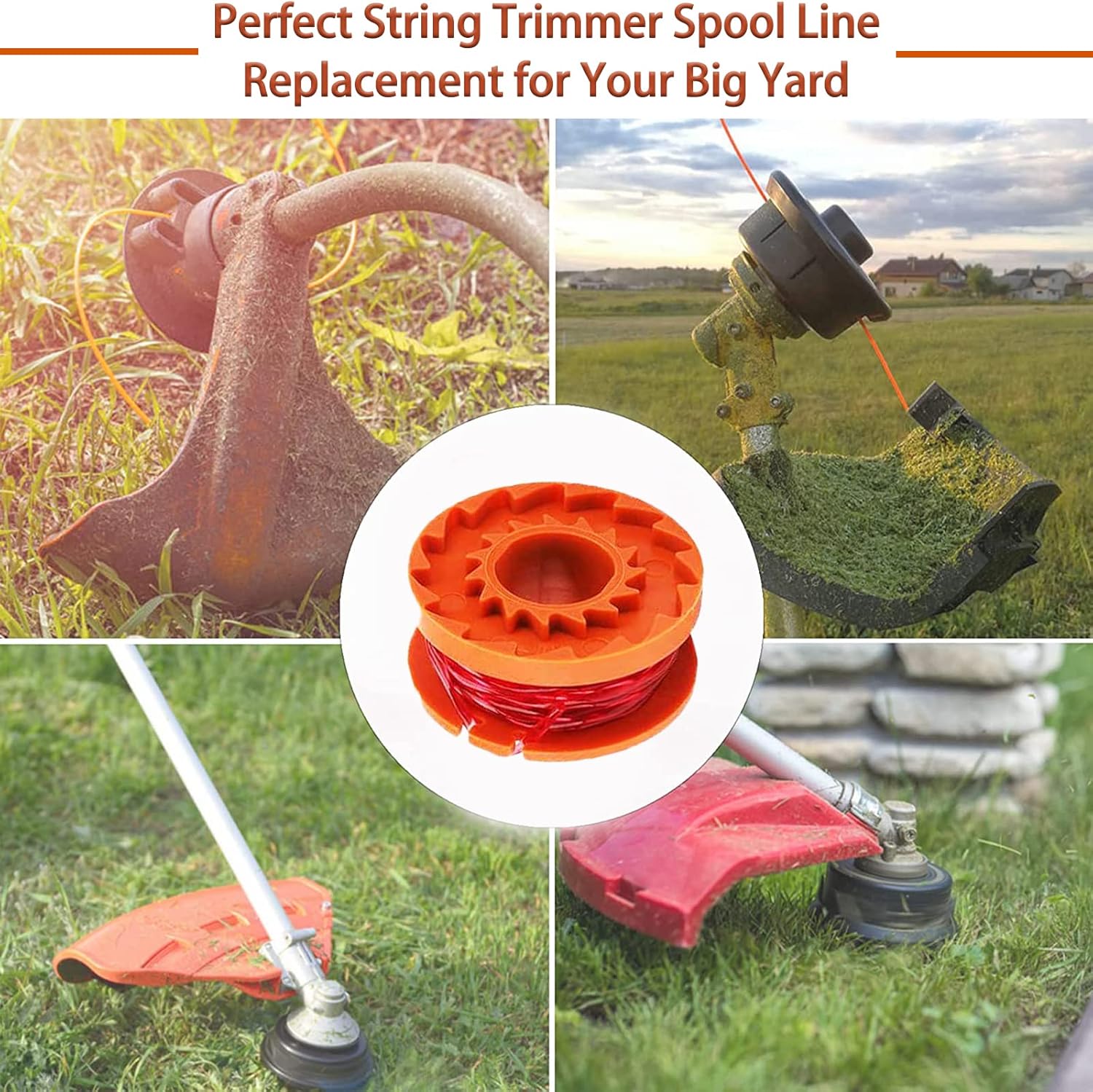 14 Pack Replacement Trimmer Spool Line, Trimmer Replacement Spools Line for Worx WA0010 WA0004.1 Grass Trimmer, Auto-Feed 10ft 0.065