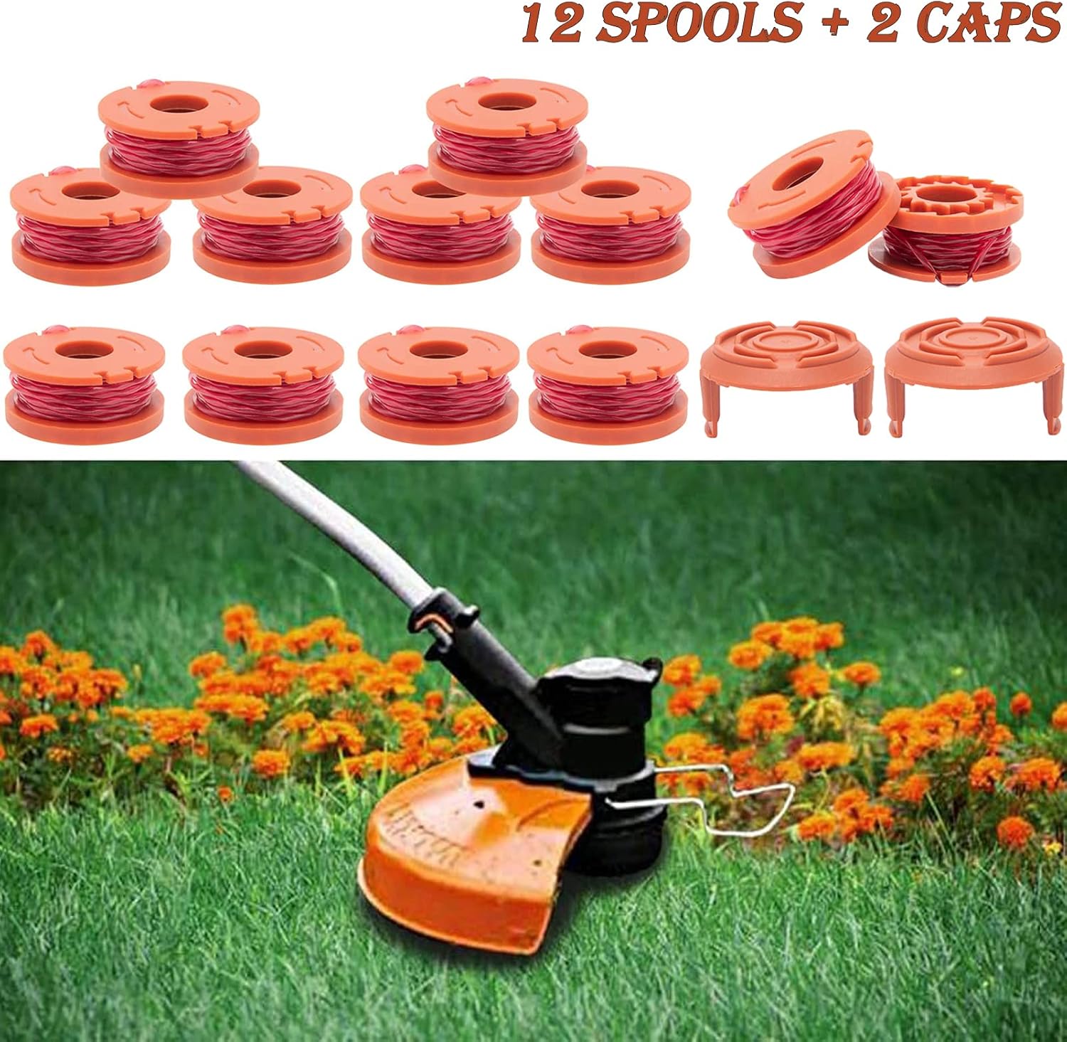 14 Pack Replacement Trimmer Spool Line, Trimmer Replacement Spools Line for Worx WA0010 WA0004.1 Grass Trimmer, Auto-Feed 10ft 0.065