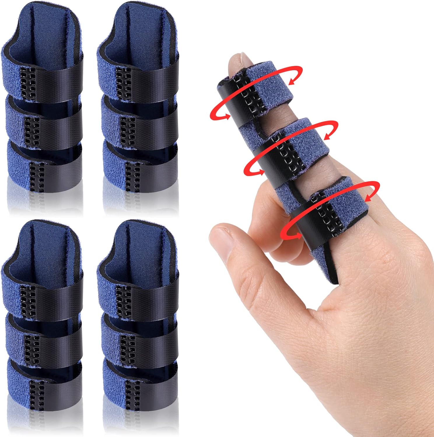 Trigger Finger Splint, Finger Splints for Straightening & Trigger Finger & Broken Finger,Finger Brace Fits Index Finger - Middle Finger - Ring Finger (Blue-4pcs, One Size) - Image 1