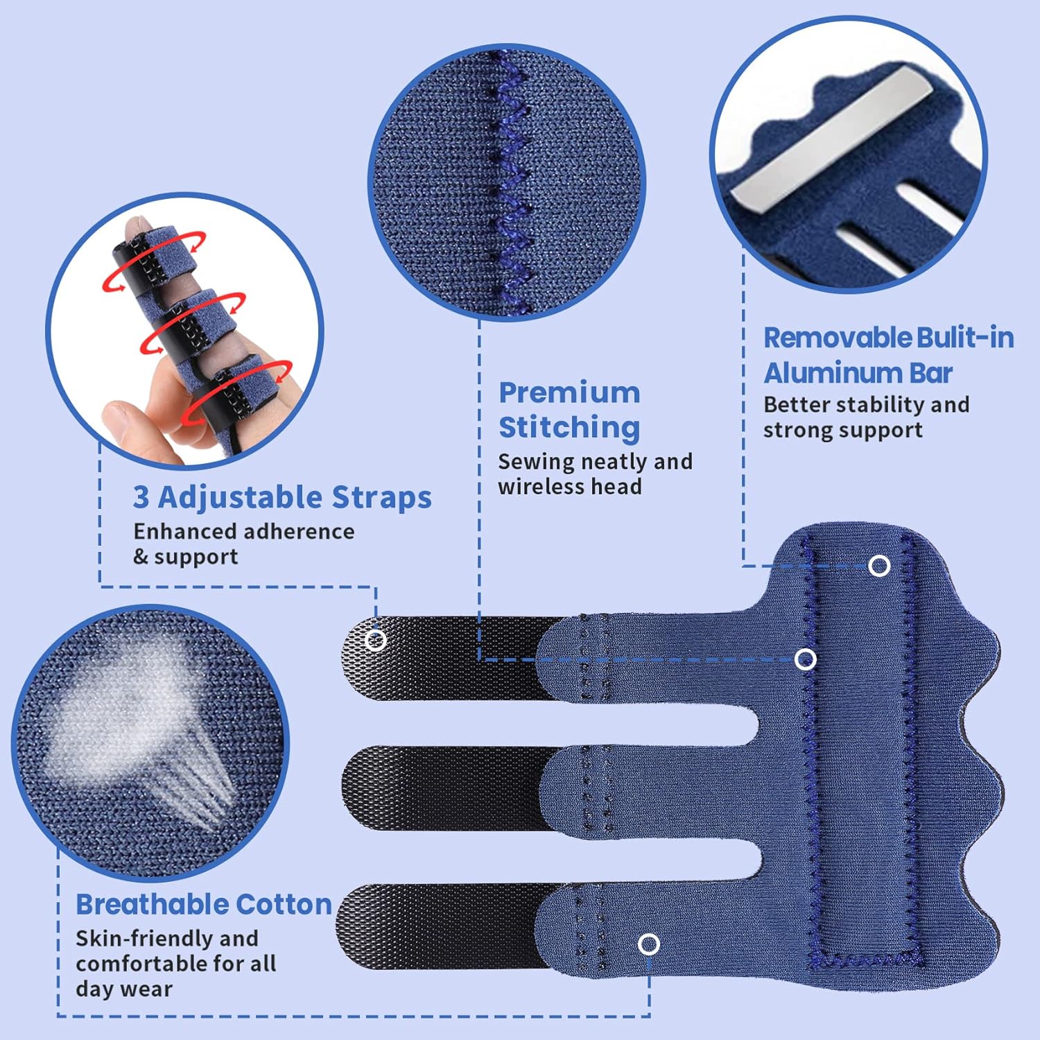 Trigger Finger Splint, Finger Splints for Straightening & Trigger Finger & Broken Finger,Finger Brace Fits Index Finger - Middle Finger - Ring Finger (Blue-4pcs, One Size) - Image 6