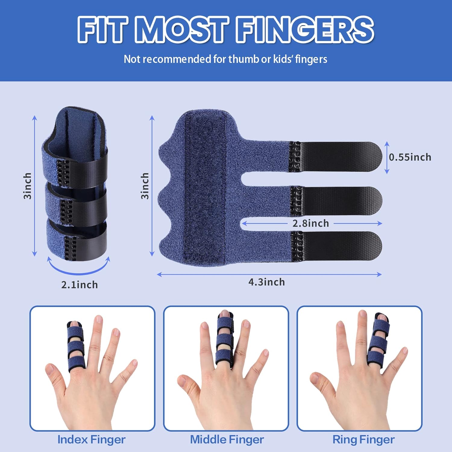 Trigger Finger Splint, Finger Splints for Straightening & Trigger Finger & Broken Finger,Finger Brace Fits Index Finger - Middle Finger - Ring Finger (Blue-4pcs, One Size) - Image 7