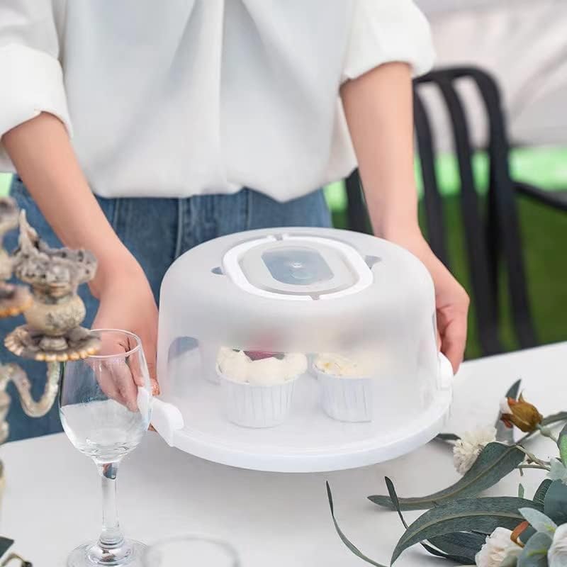 Large 10 Inch Cake Carrier Keeper Stand with Handles and Lids Container for Transport Cake Holder Tray with Cover Round Cupcake Storage Kitchen Cooking Box - Image 3