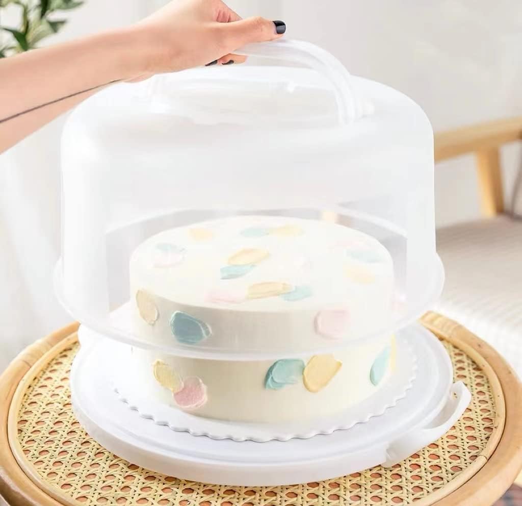 Large 10 Inch Cake Carrier Keeper Stand with Handles and Lids Container for Transport Cake Holder Tray with Cover Round Cupcake Storage Kitchen Cooking Box - Image 4
