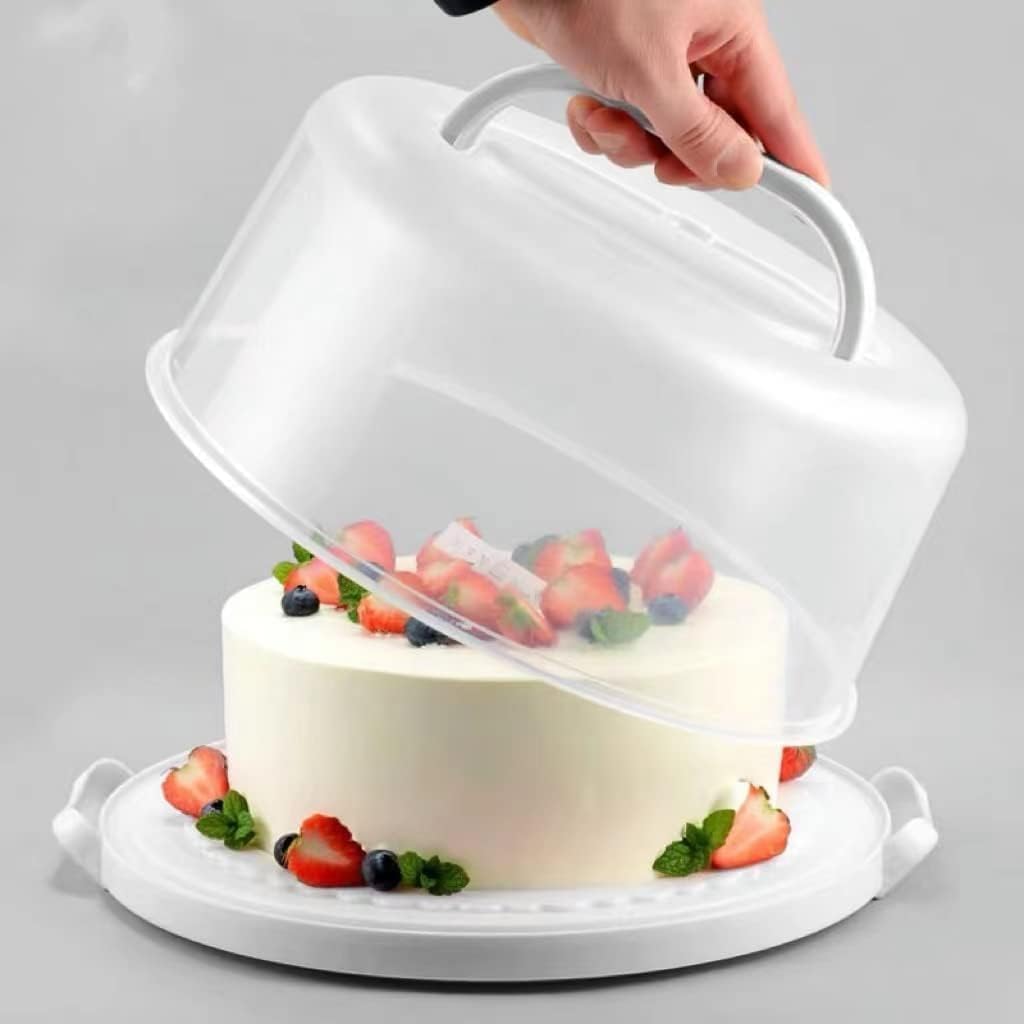 Large 10 Inch Cake Carrier Keeper Stand with Handles and Lids Container for Transport Cake Holder Tray with Cover Round Cupcake Storage Kitchen Cooking Box - Image 6
