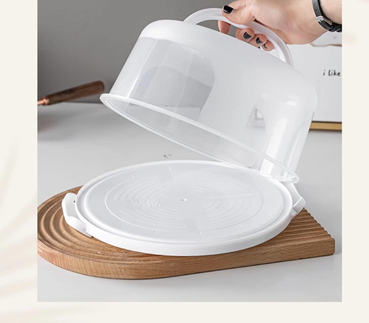 Large 10 Inch Cake Carrier Keeper Stand with Handles and Lids Container for Transport Cake Holder Tray with Cover Round Cupcake Storage Kitchen Cooking Box - Image 7
