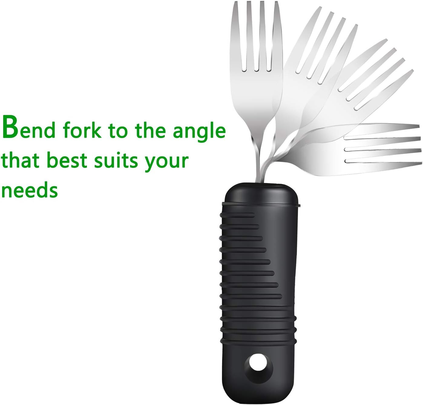 YPC Adaptive Utensils,Easy Grip Silverware,Built Up Bendable Fork,Teaspoon,Tablespoon and Knife for Tremors,Adults,Elderly,Arthritis and Parkinsons,4 Piece Set - Image 4